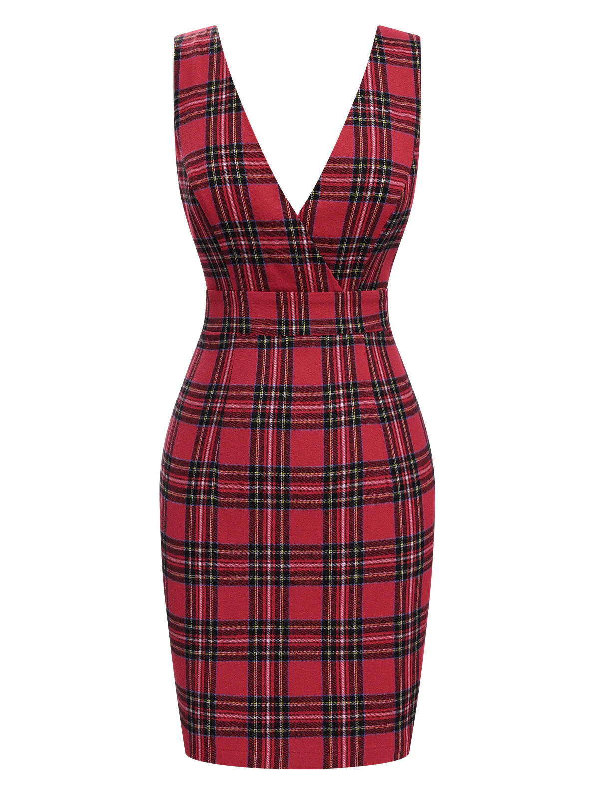 Robe à bretelles à carreaux tartan rouge des années 1960 - Image 2