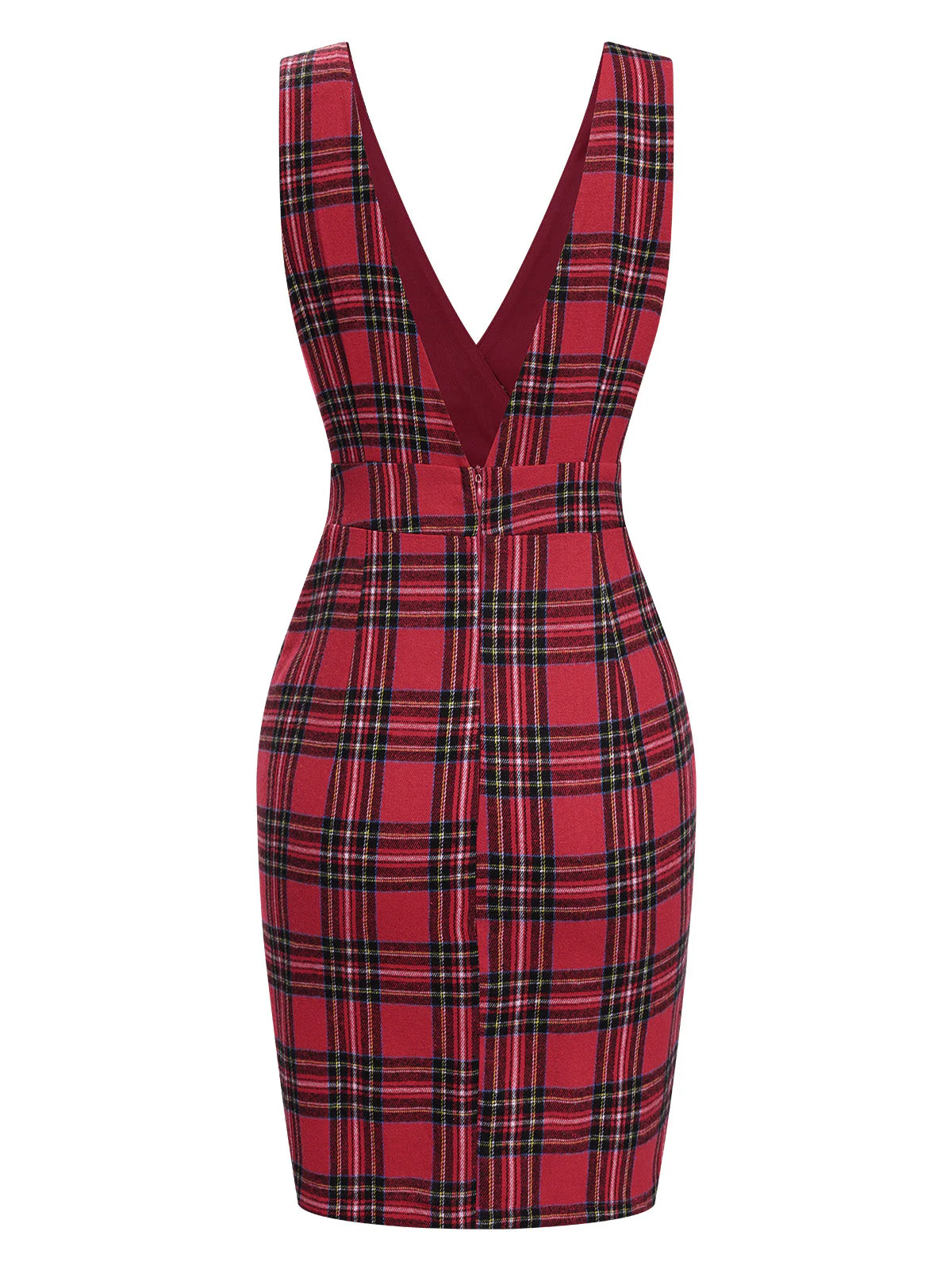 Robe à bretelles à carreaux tartan rouge des années 1960 - Image 3