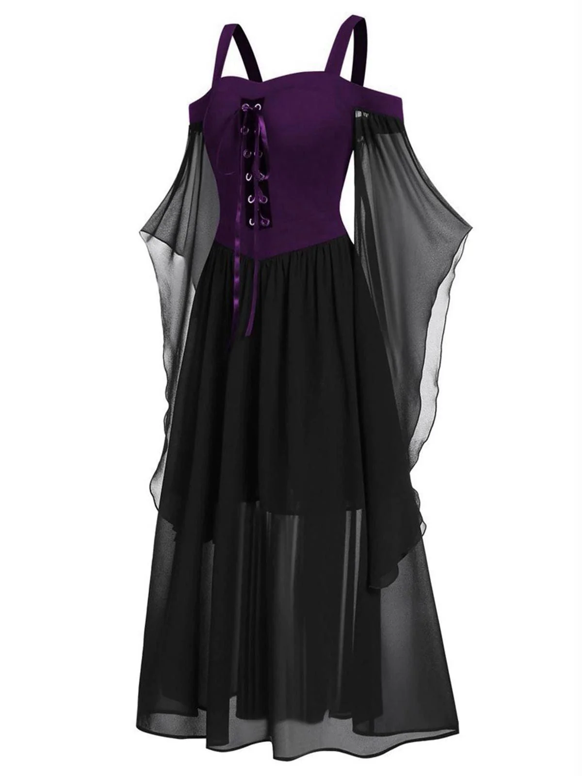 Robe à bretelles rouge manches transparentes Halloween des années 1950 - Image 11
