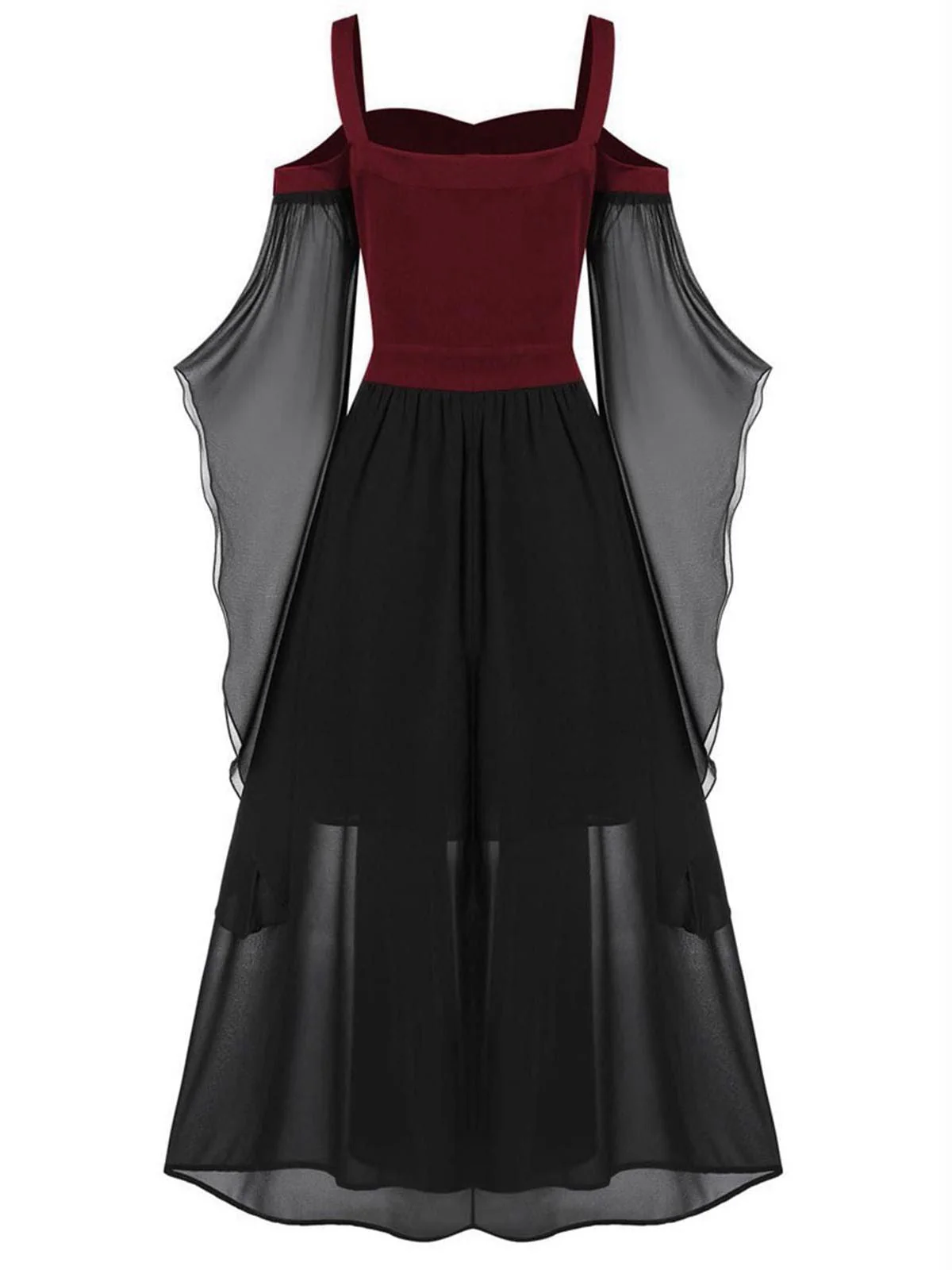 Robe à bretelles rouge manches transparentes Halloween des années 1950 - Image 2