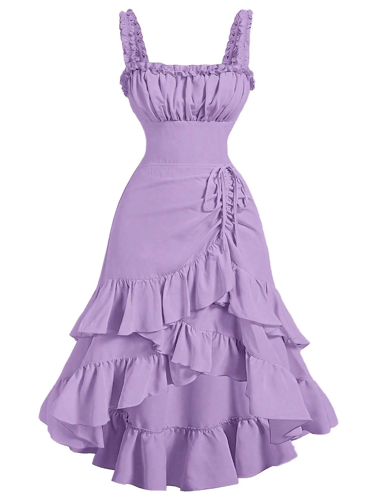Robe à bretelles froncées et ourlet à volants années 1950 - Image 2