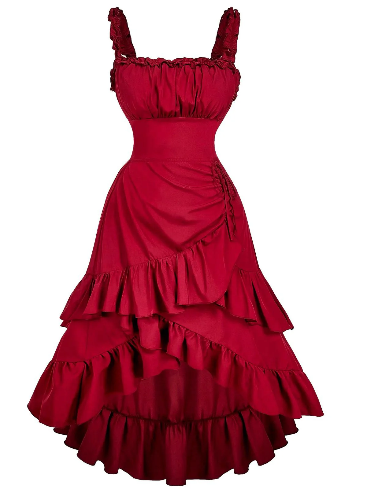 Robe à bretelles froncées et ourlet à volants années 1950 - Image 6