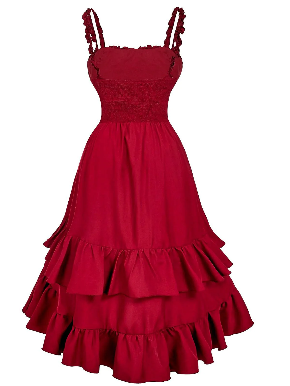 Robe à bretelles froncées et ourlet à volants années 1950 - Image 7