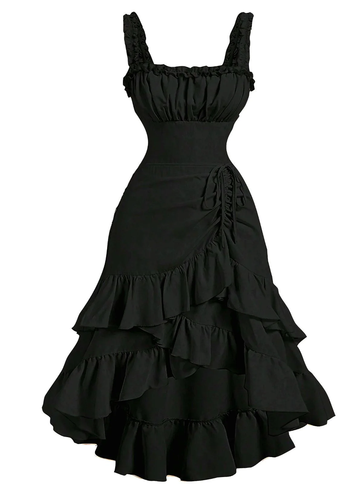 Robe à bretelles froncées et ourlet à volants années 1950 - Image 9