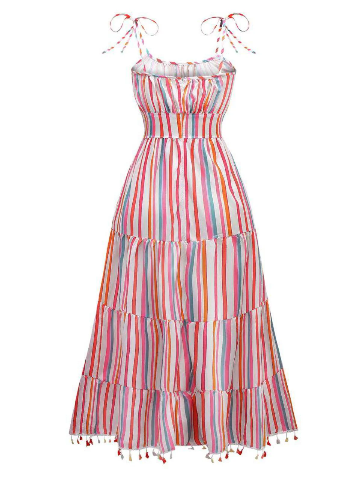 Robe à bretelles rayures couleur arc-en-ciel des années 1970 - Image 2