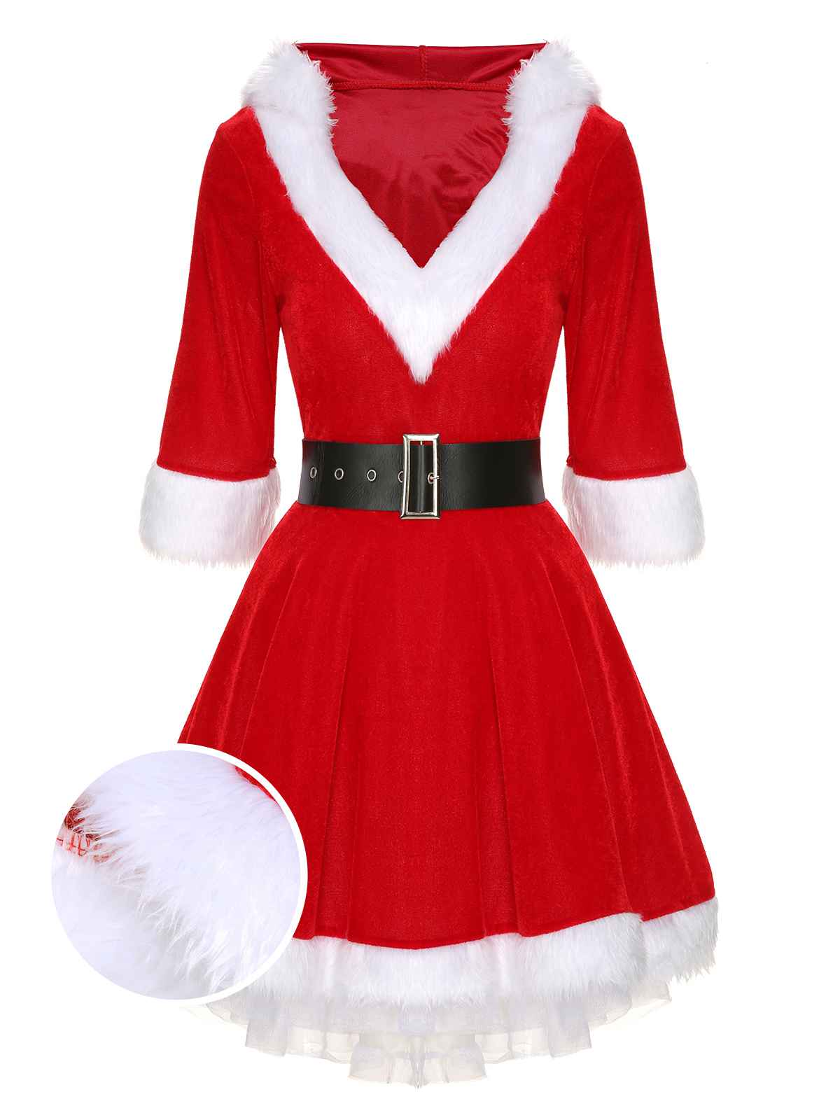 Robe à capuche avec ourlet en fourrure du Père Noël des années 1950 - Image 3