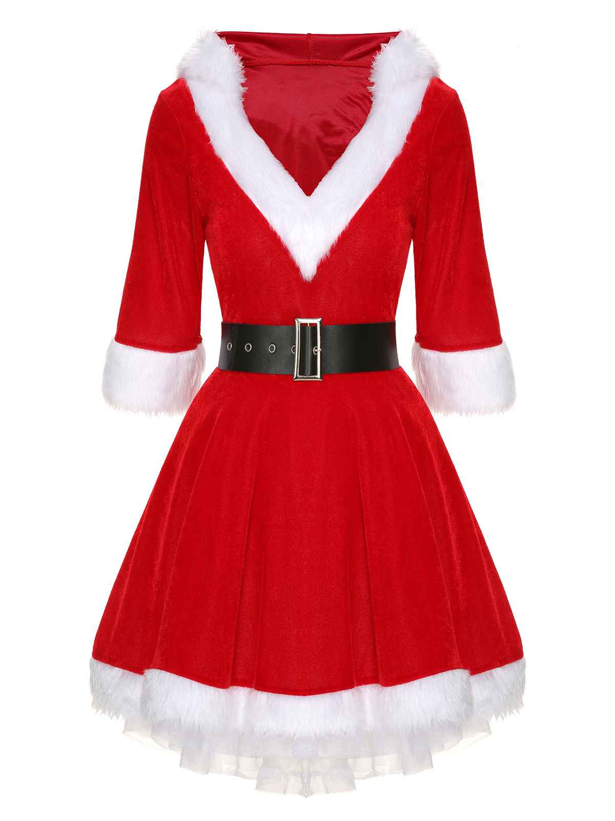 Robe à capuche avec ourlet en fourrure du Père Noël des années 1950 - Image 4