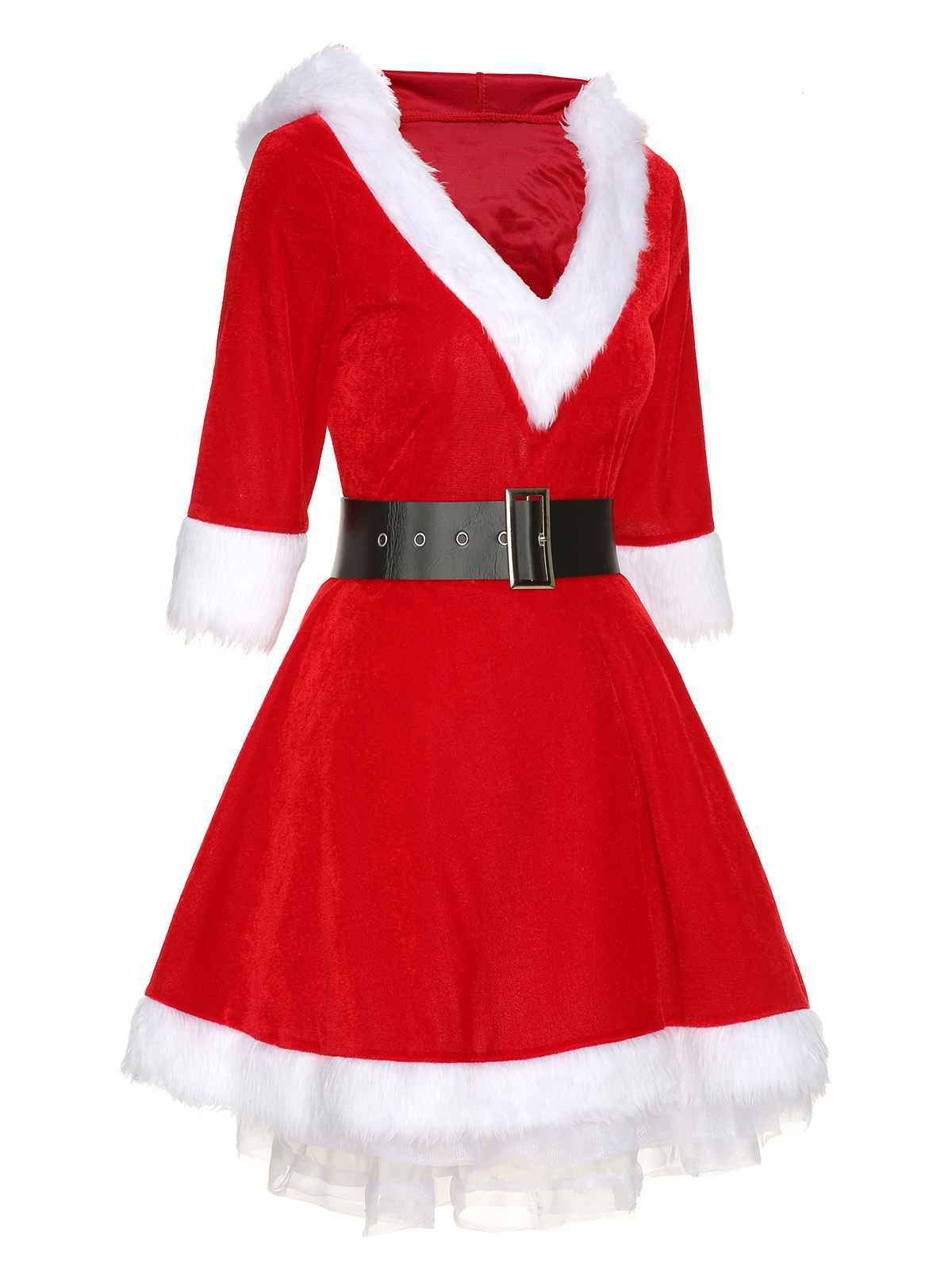 Robe à capuche avec ourlet en fourrure du Père Noël des années 1950 - Image 5