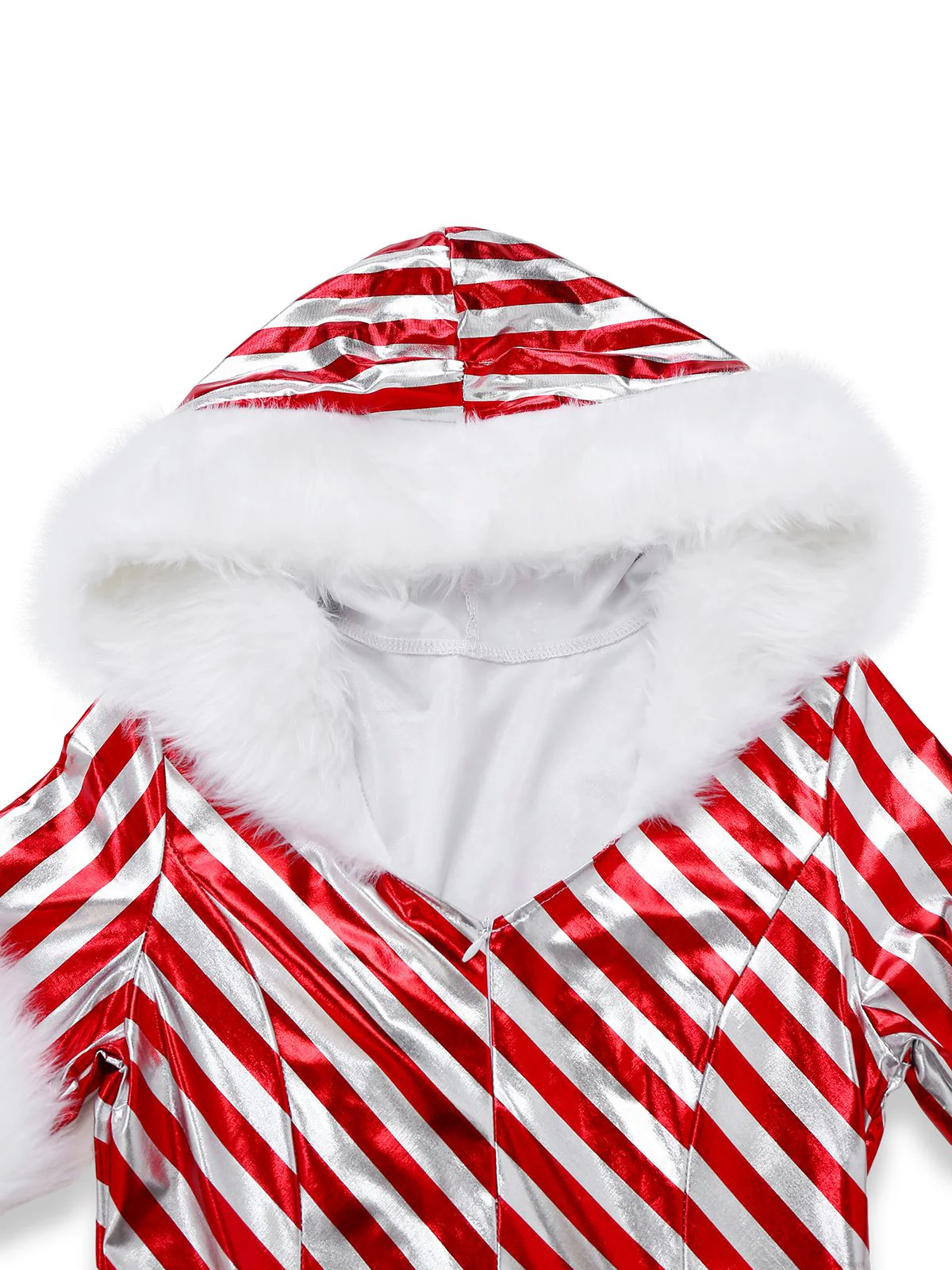 Robe à capuche et jambières rouges à rayures style canne à sucre des années 1960 - Image 4