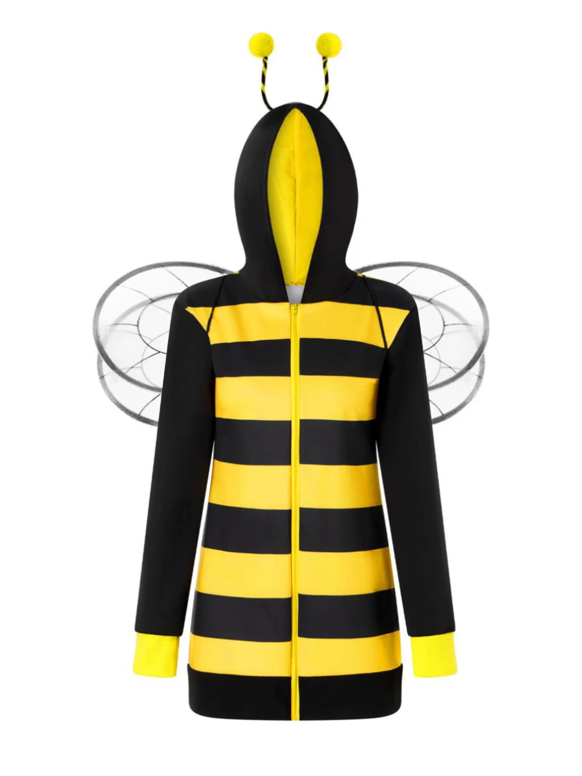 Robe à capuche rayée jaune inspirée du cosplay d'abeilles années 60 - Image 2