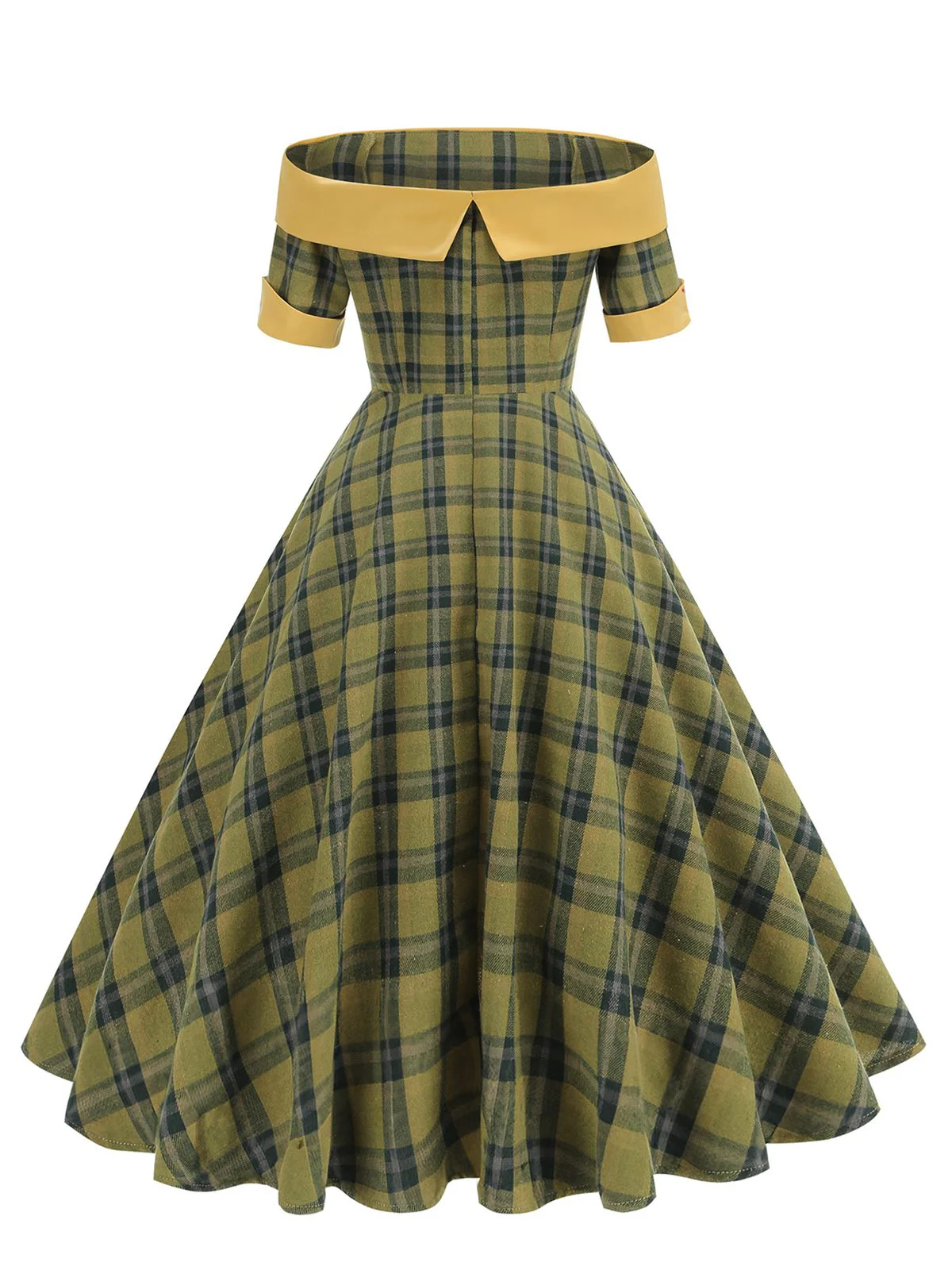 Robe à carreaux patchwork vintage à épaules dénudées des années 1950 - Image 3