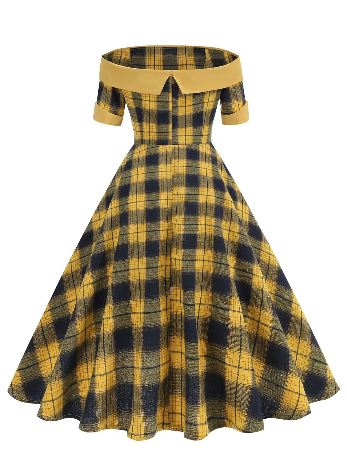 Robe à carreaux patchwork vintage à épaules dénudées des années 1950 - Image 6