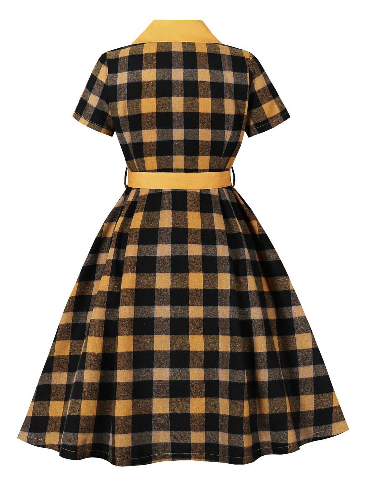 Robe à carreaux vichy avec ceinture et revers boutonnés des années 1950 - Image 2