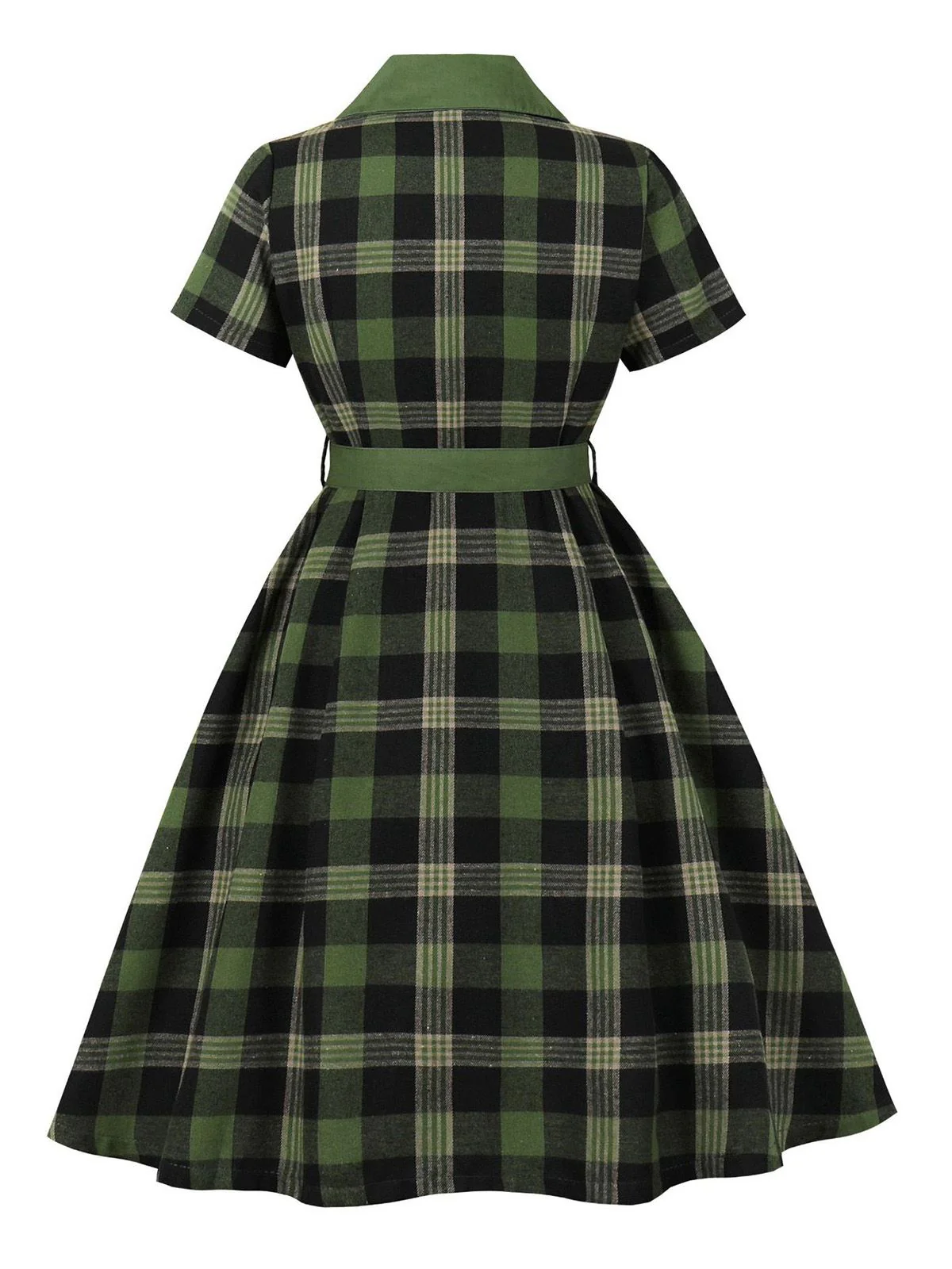 Robe à carreaux vichy avec ceinture et revers boutonnés des années 1950 - Image 8