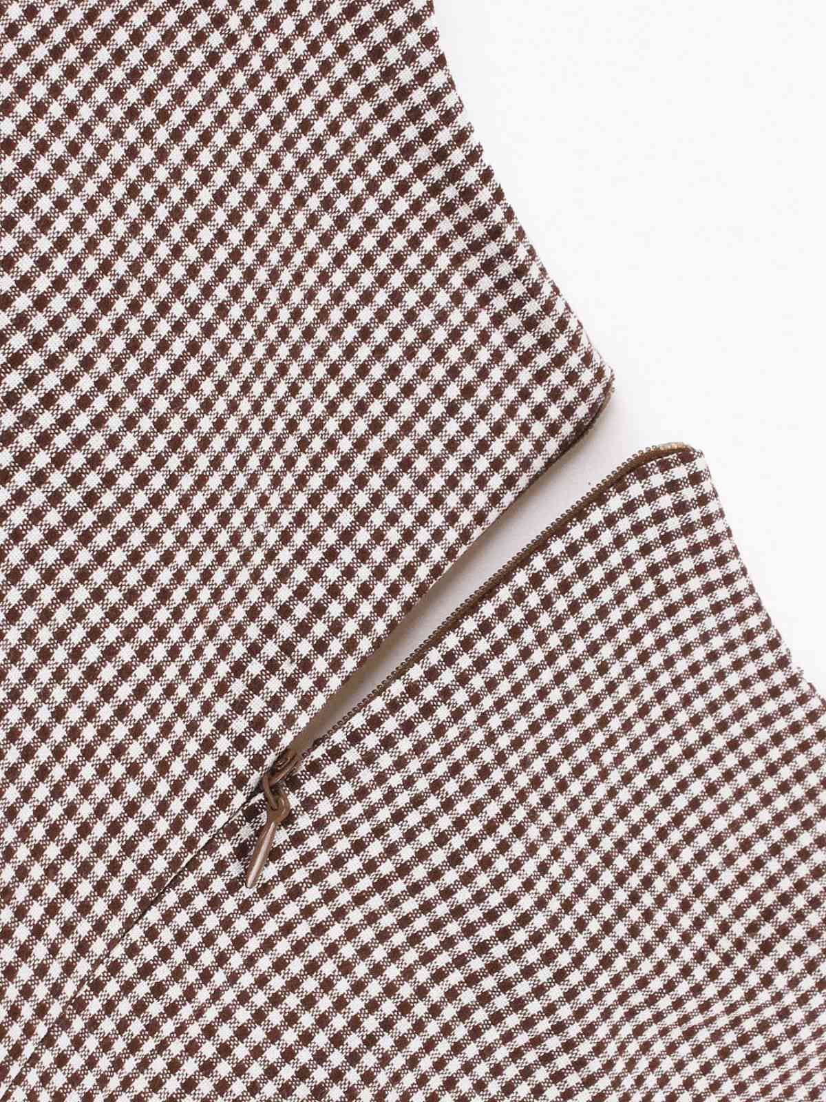 Robe à carreaux vichy colorblock col cranté des années 1950 - Image 4