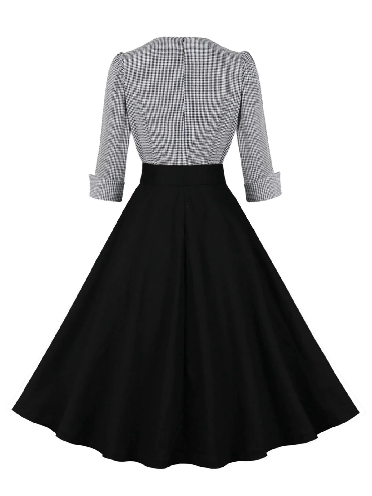 Robe à carreaux vichy colorblock col cranté des années 1950 - Image 7