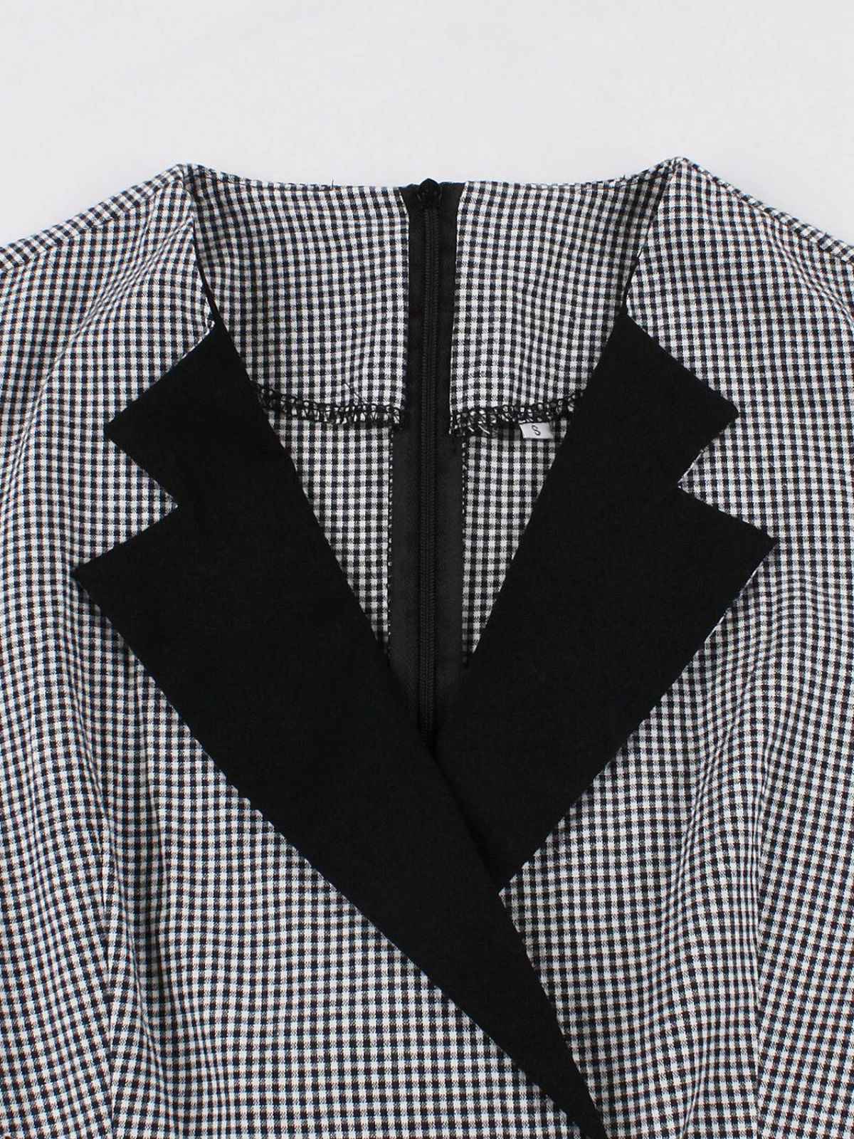 Robe à carreaux vichy colorblock col cranté des années 1950 - Image 8