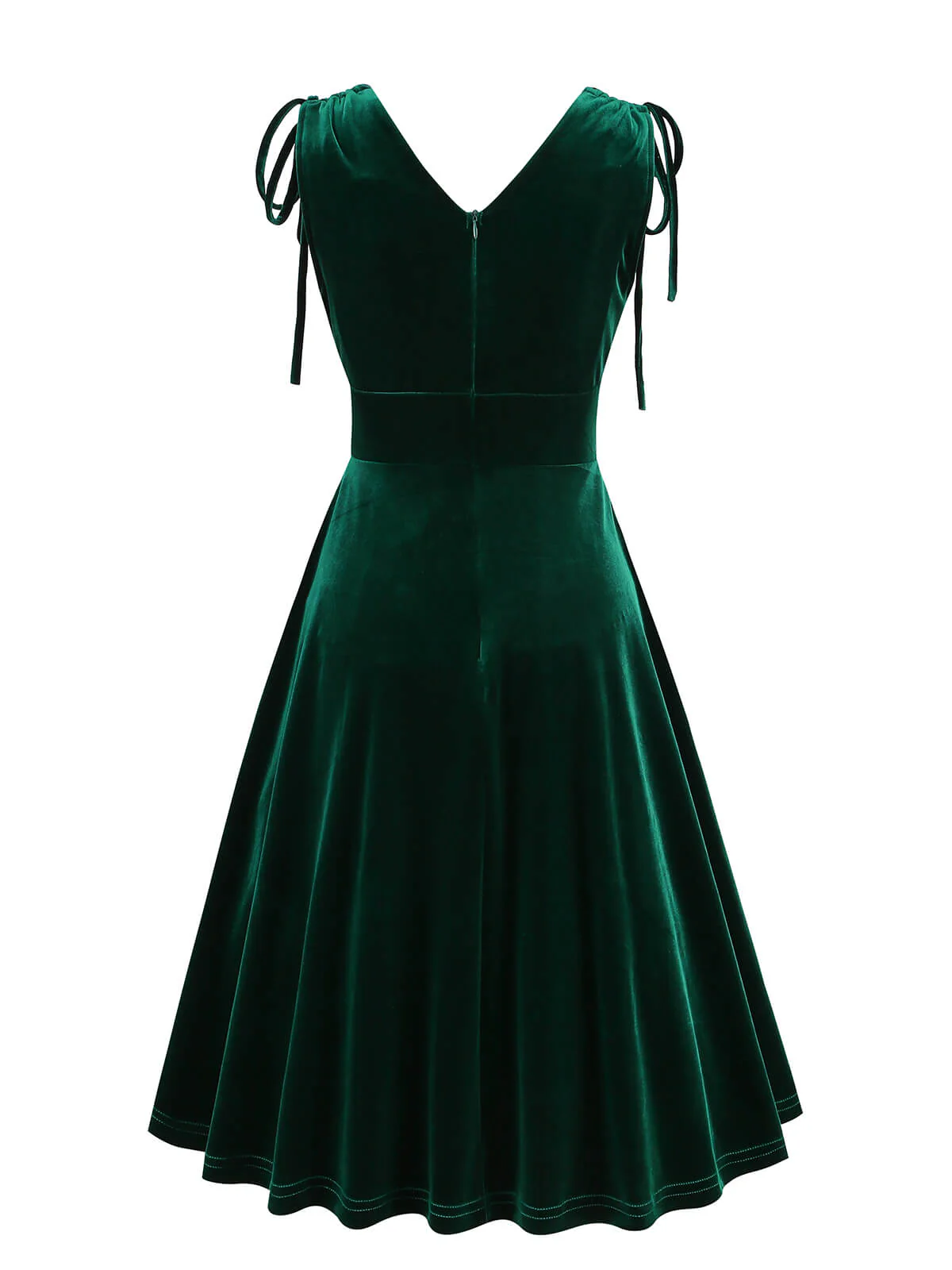 Robe à col en V à lacets en velours massif des années 1950 - Image 3