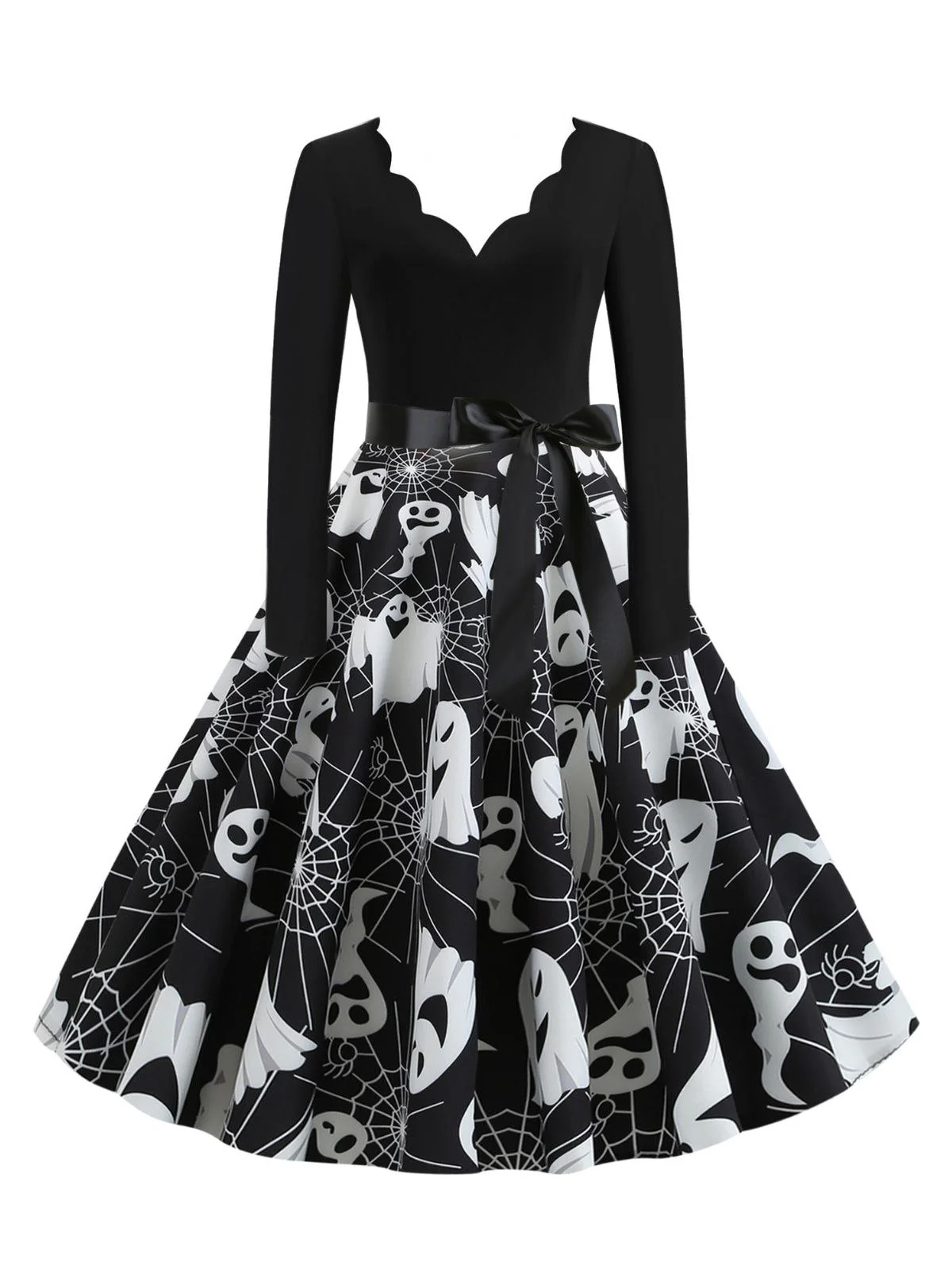 Robe col pétale et toile d'araignée Halloween années 1950 - Image 6