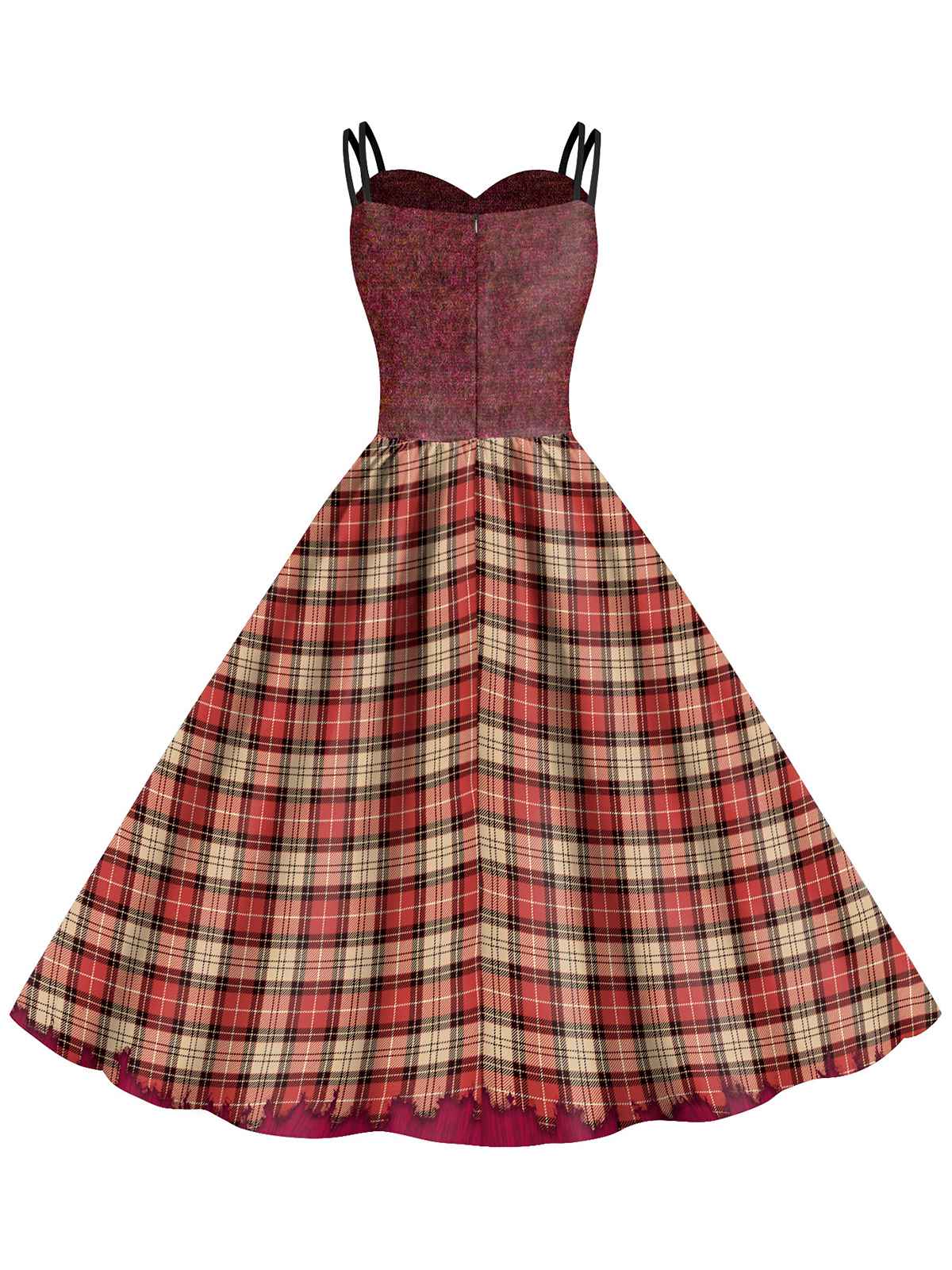 Robe à doubles bretelles à carreaux marron Sanderson Sisters des années 1950 - Image 3