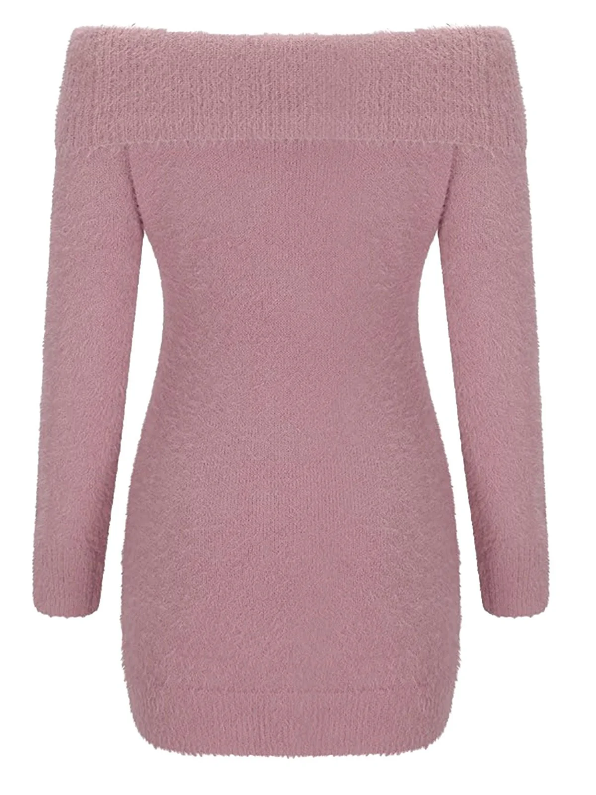 Robe à épaules dénudées manches longues en mohair des années 1980 - Image 3