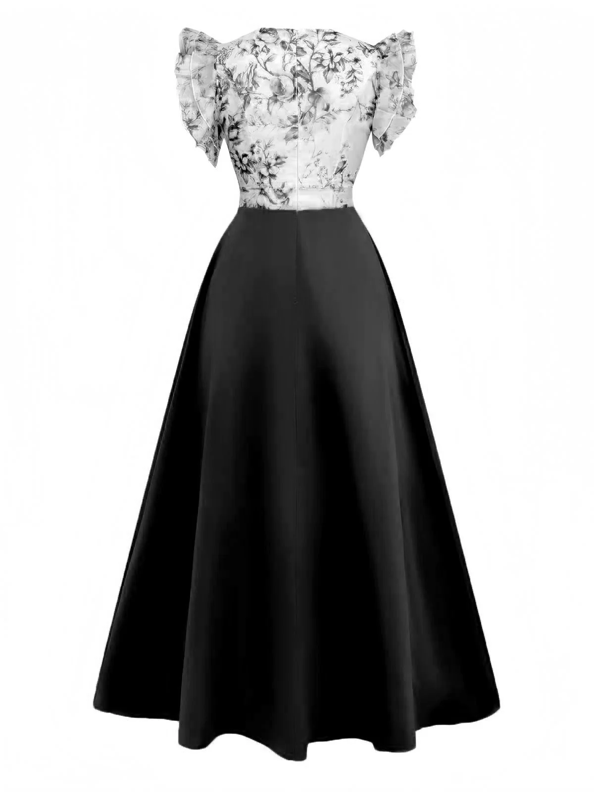 Robe à fleurs et manches volantées à col V années 1930 - Image 2