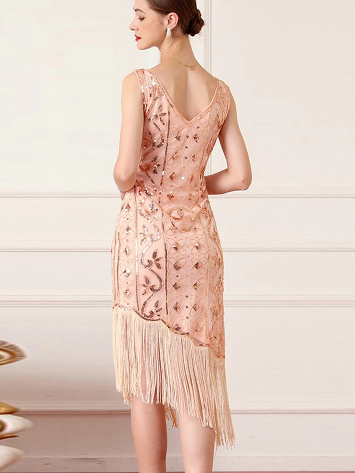 Robe à ourlet oblique à pampilles et paillettes Gatsby des années 1920 - Image 2