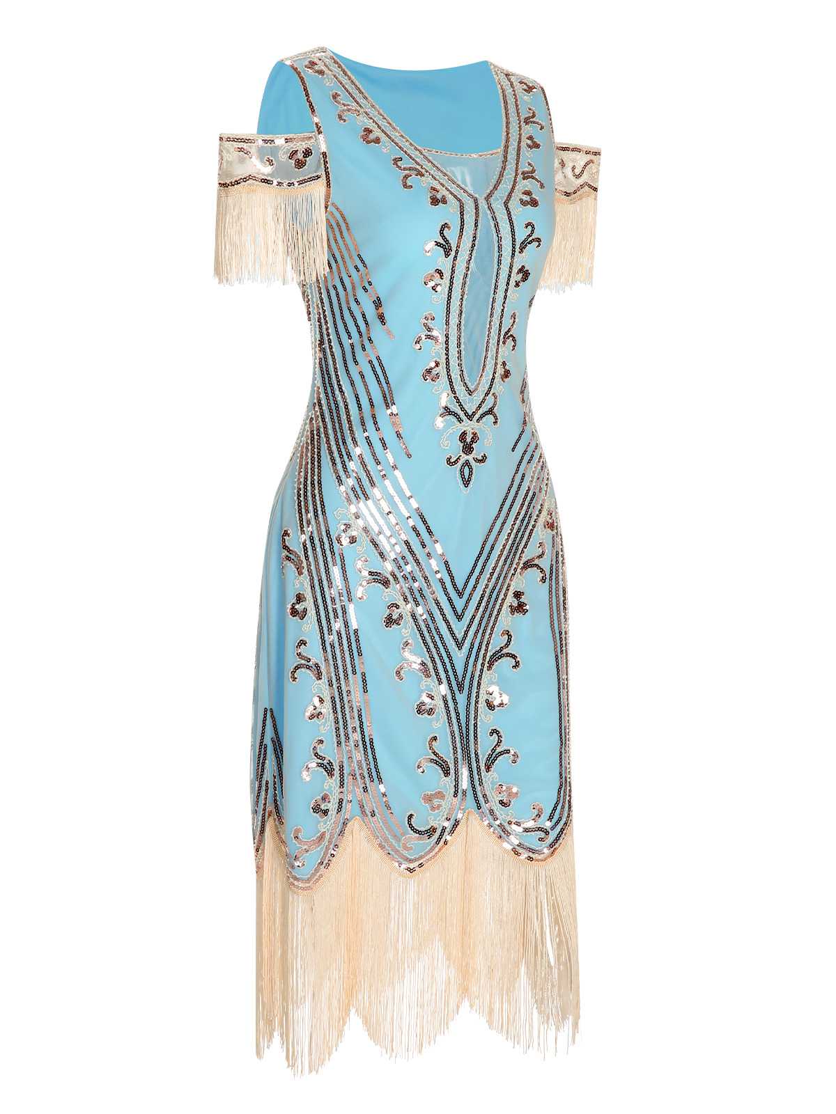 Robe à paillettes brodées à épaules dénudées des années 1920 - Image 10