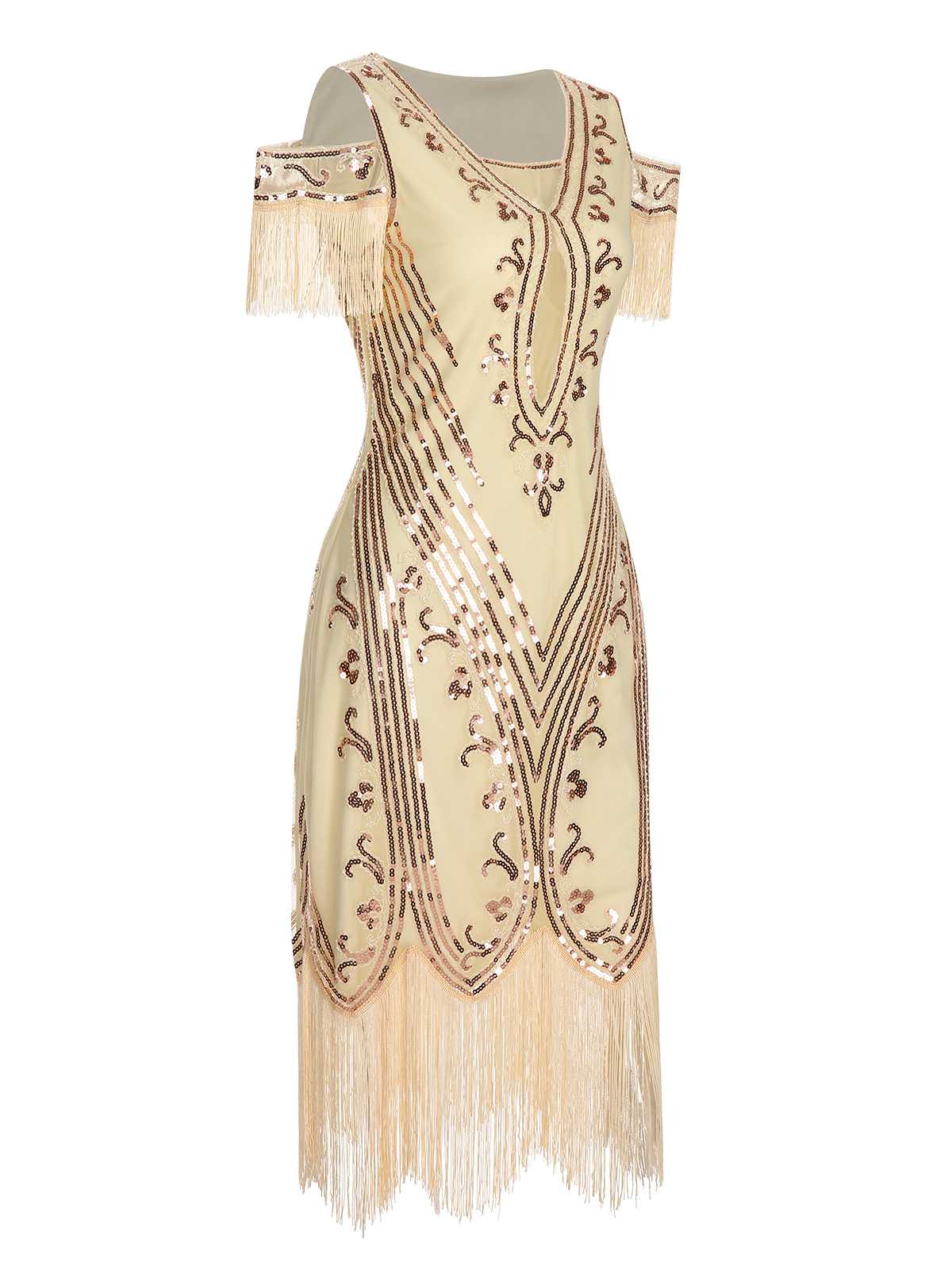 Robe à paillettes brodées à épaules dénudées des années 1920 - Image 2