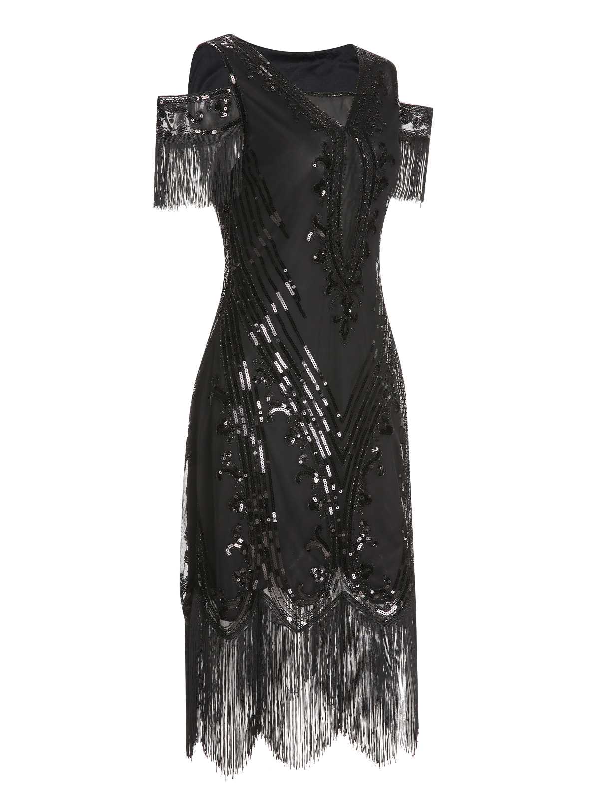 Robe à paillettes brodées à épaules dénudées des années 1920 - Image 6