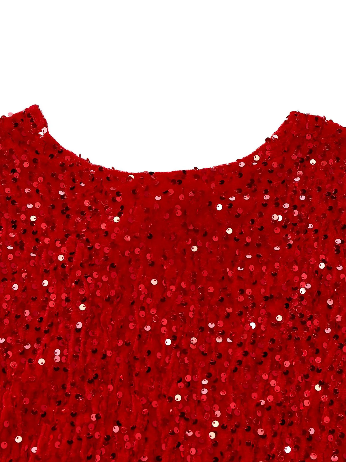 Robe à paillettes rouge manches longues col rond avec nœud des années 1960 - Image 3