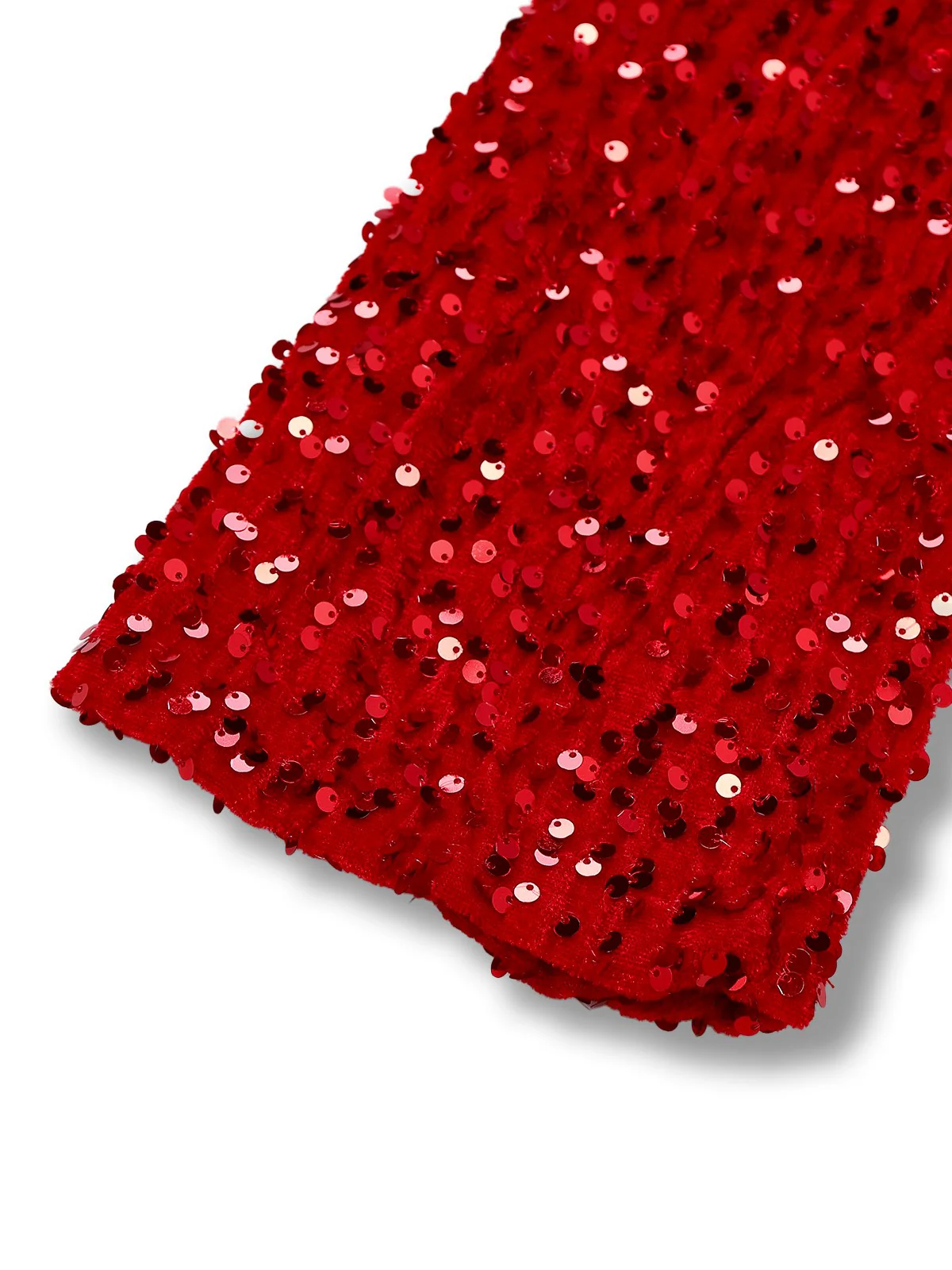 Robe à paillettes rouge manches longues col rond avec nœud des années 1960 - Image 4