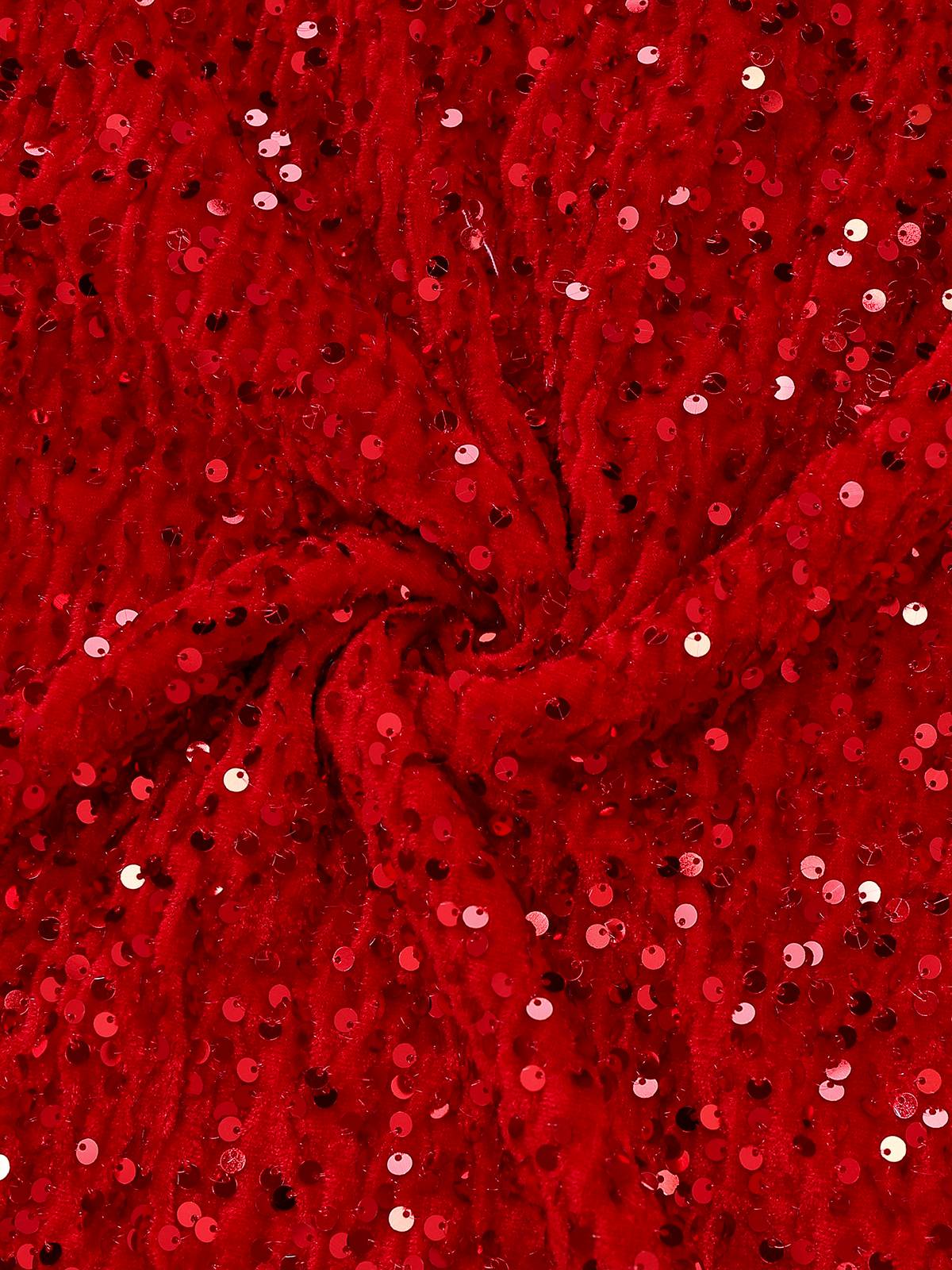 Robe à paillettes rouge manches longues col rond avec nœud des années 1960 - Image 6
