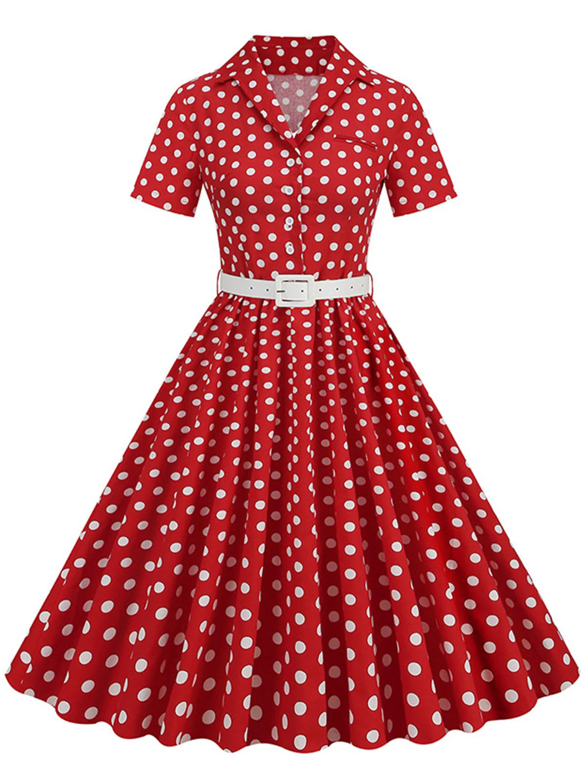 Robe à pois avec ceinture et revers des années 1950 - Image 10