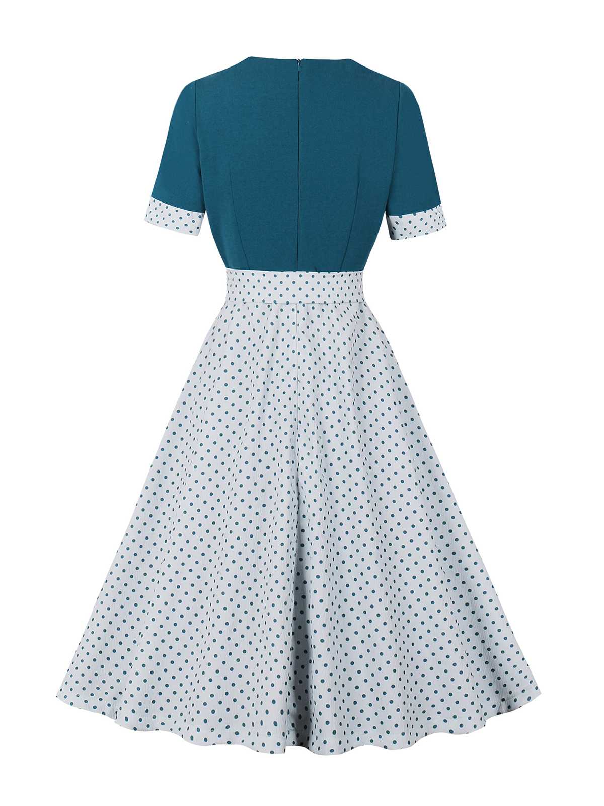 Robe à pois et col carré avec nœud des années 1950 - Image 2
