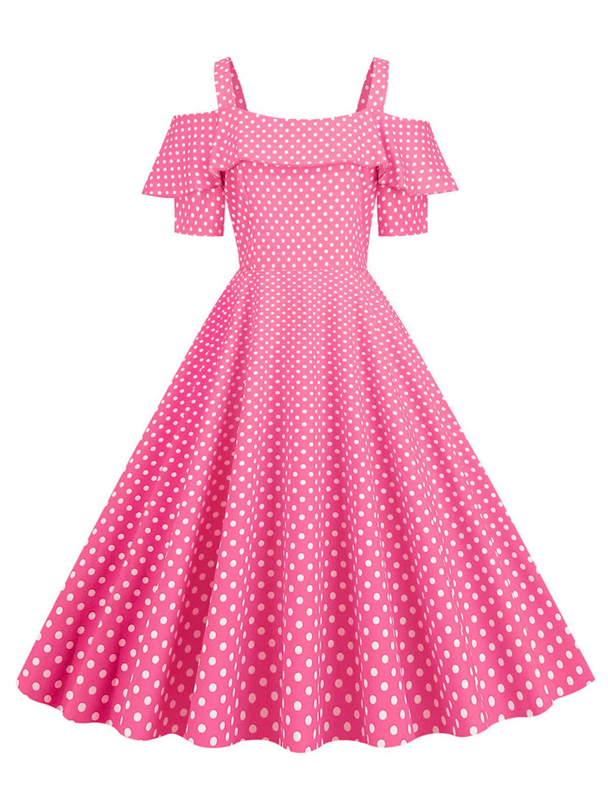 Robe à pois et épaules dénudées des années 1950 - Image 10