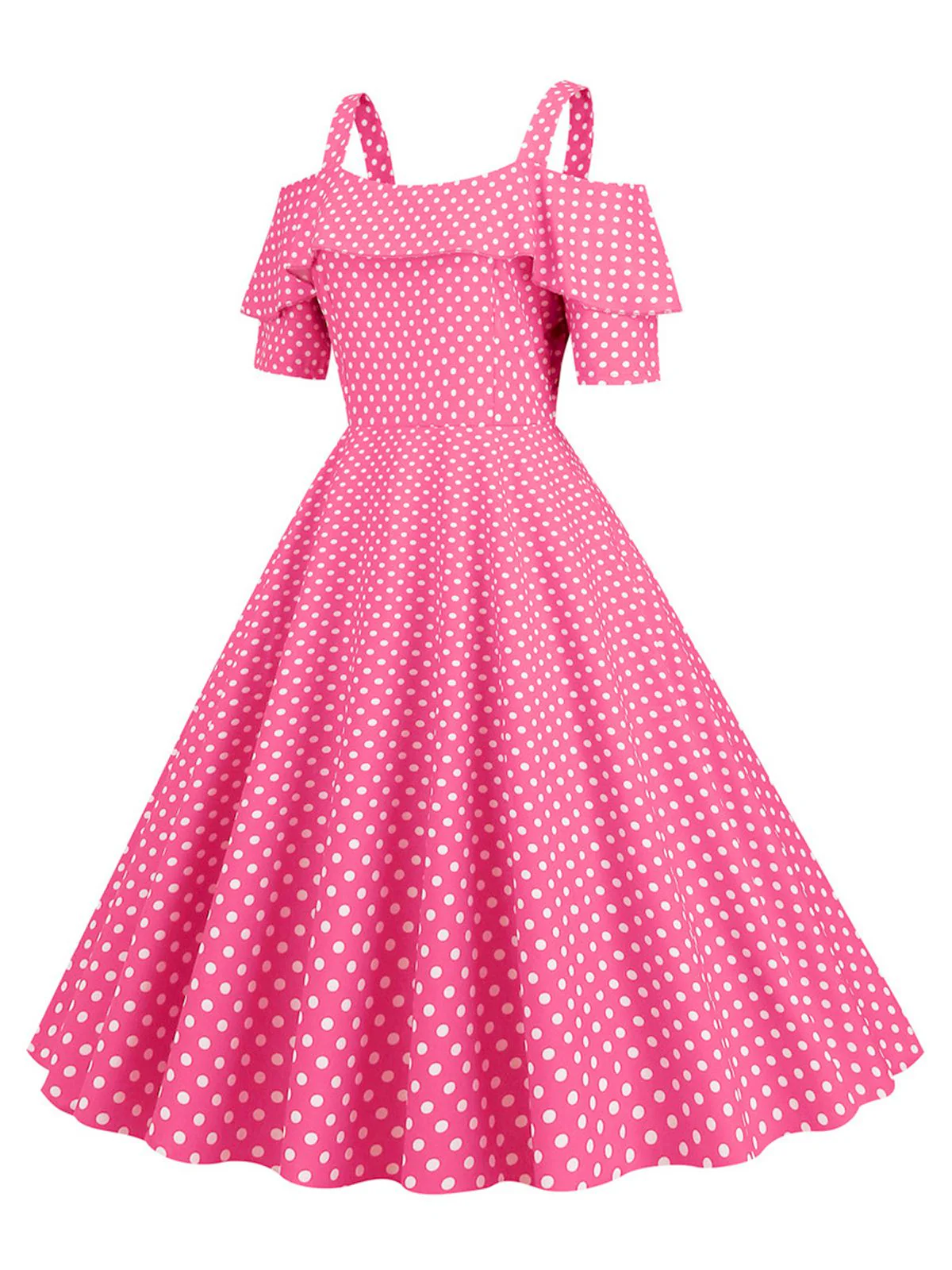 Robe à pois et épaules dénudées des années 1950 - Image 11