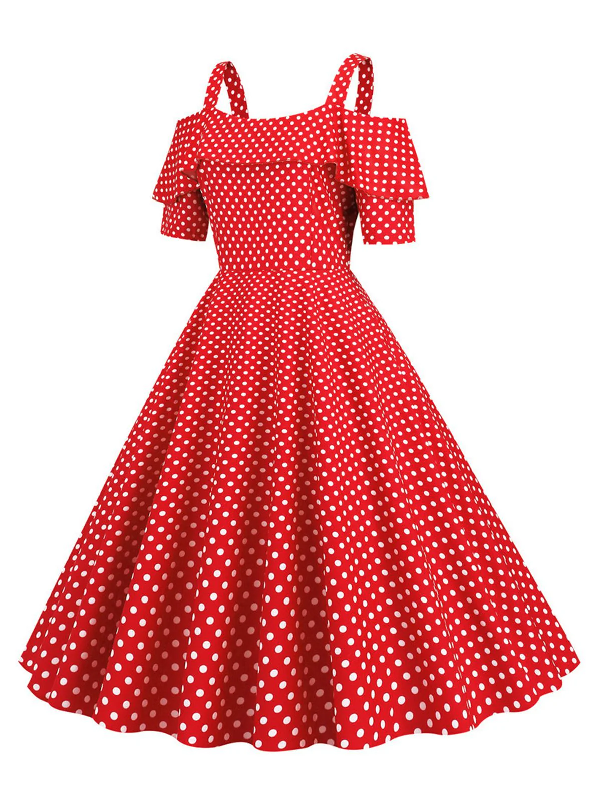Robe à pois et épaules dénudées des années 1950 - Image 2