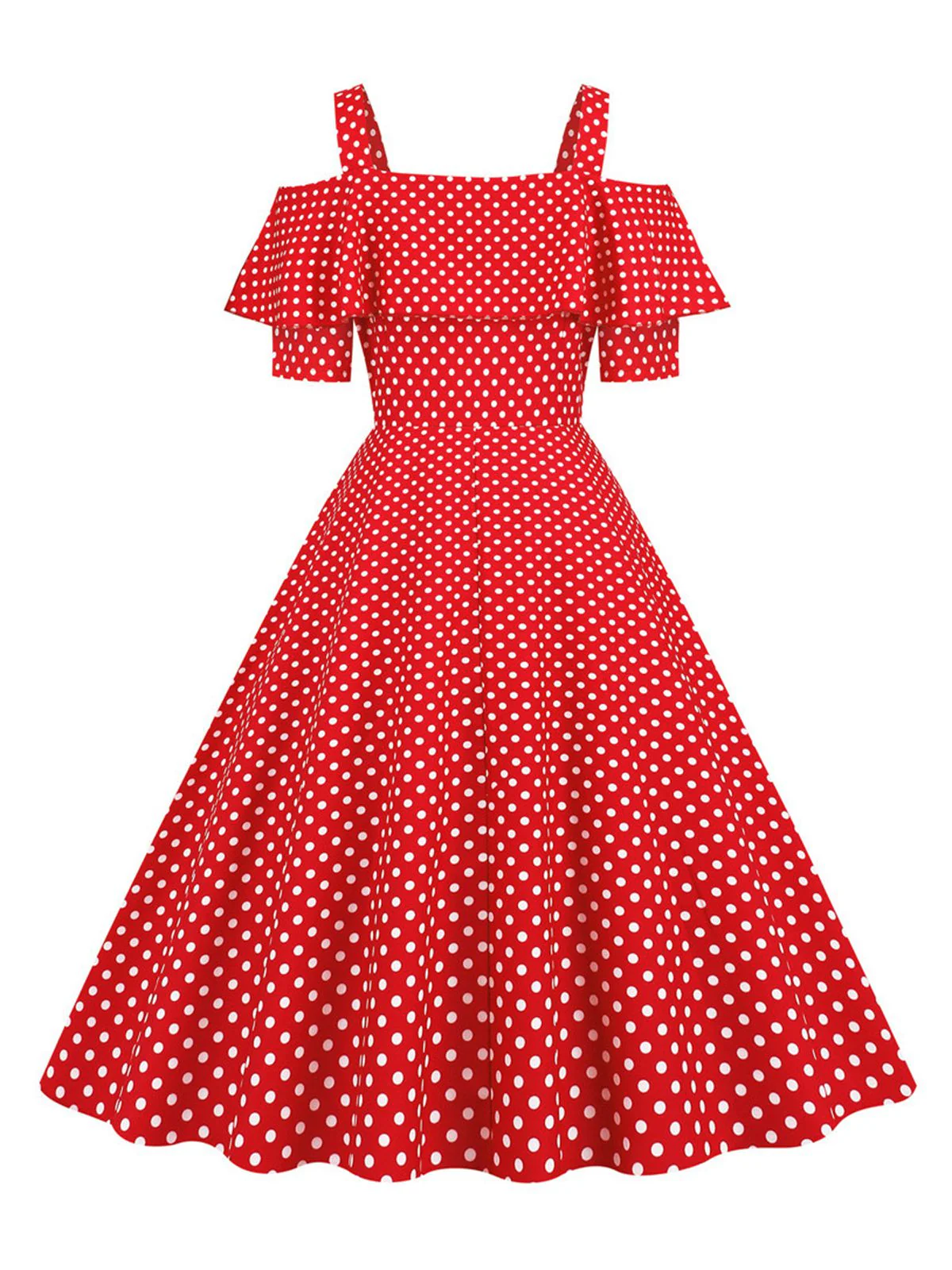 Robe à pois et épaules dénudées des années 1950 - Image 3