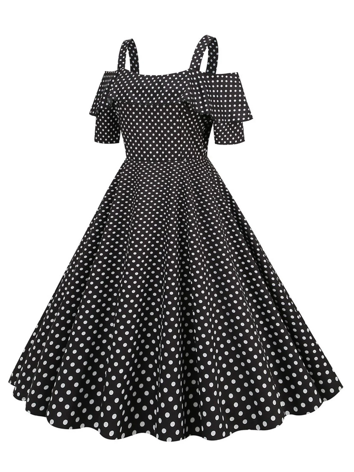 Robe à pois et épaules dénudées des années 1950 - Image 5
