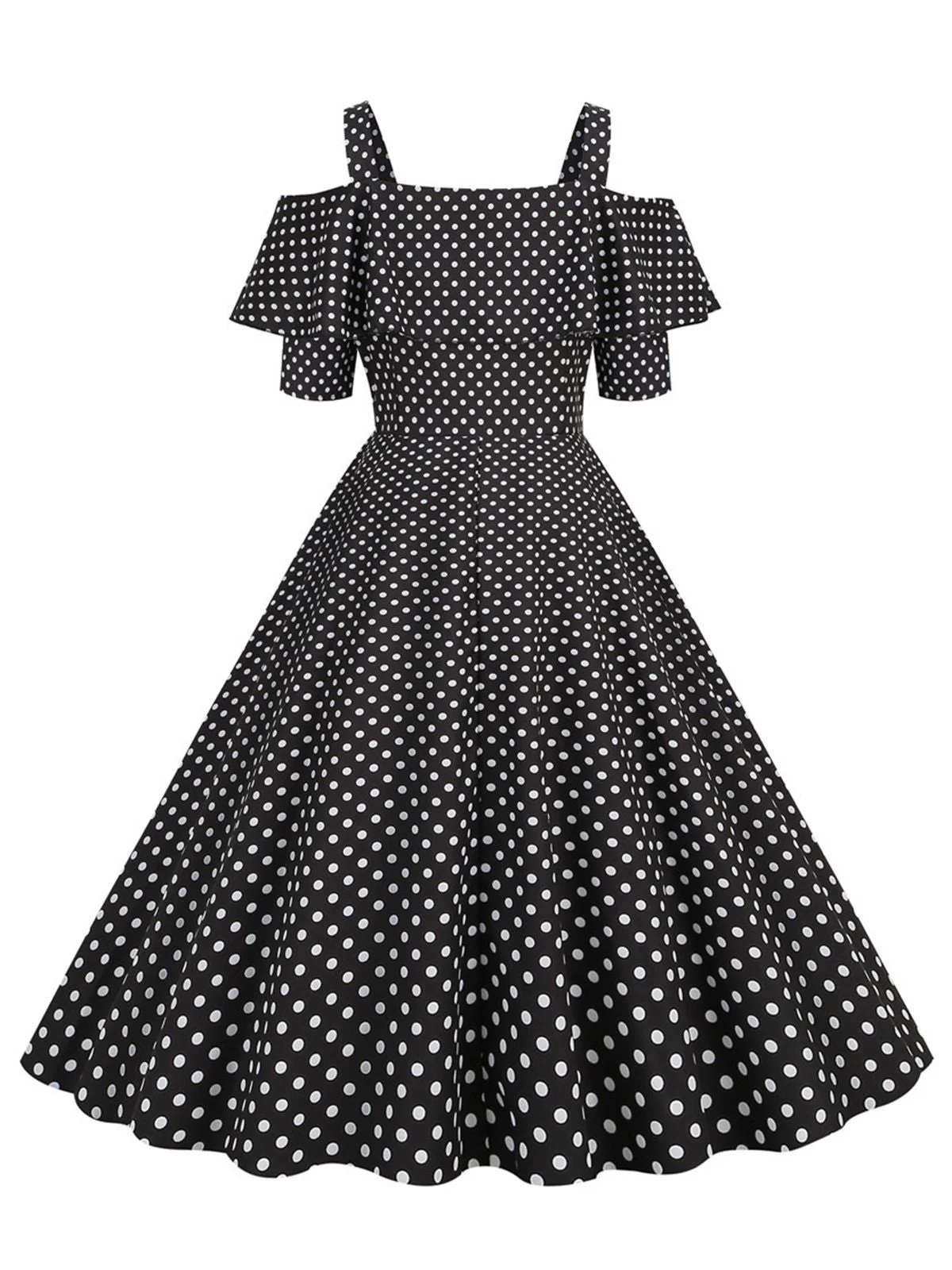 Robe à pois et épaules dénudées des années 1950 - Image 6