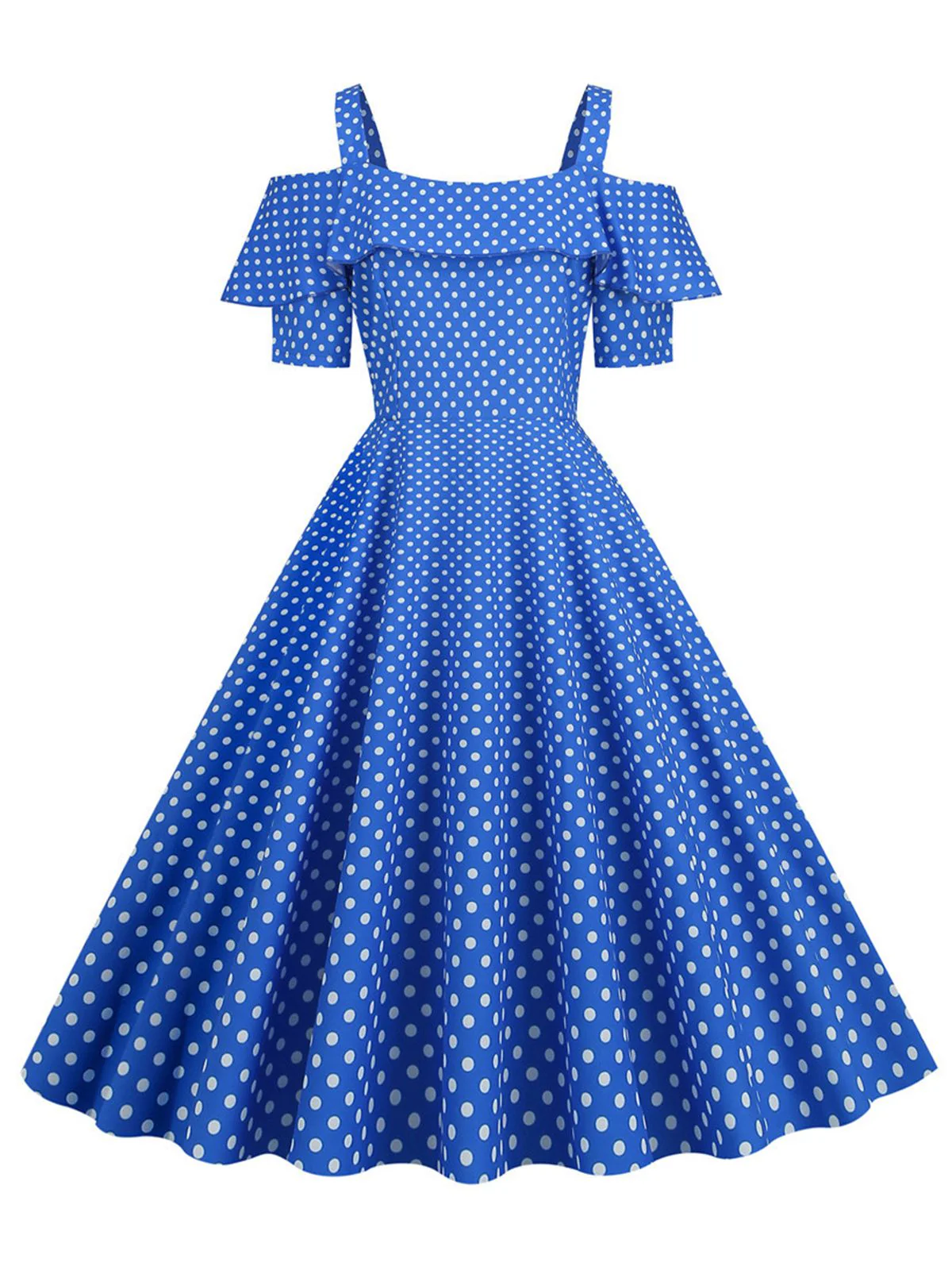 Robe à pois et épaules dénudées des années 1950 - Image 7