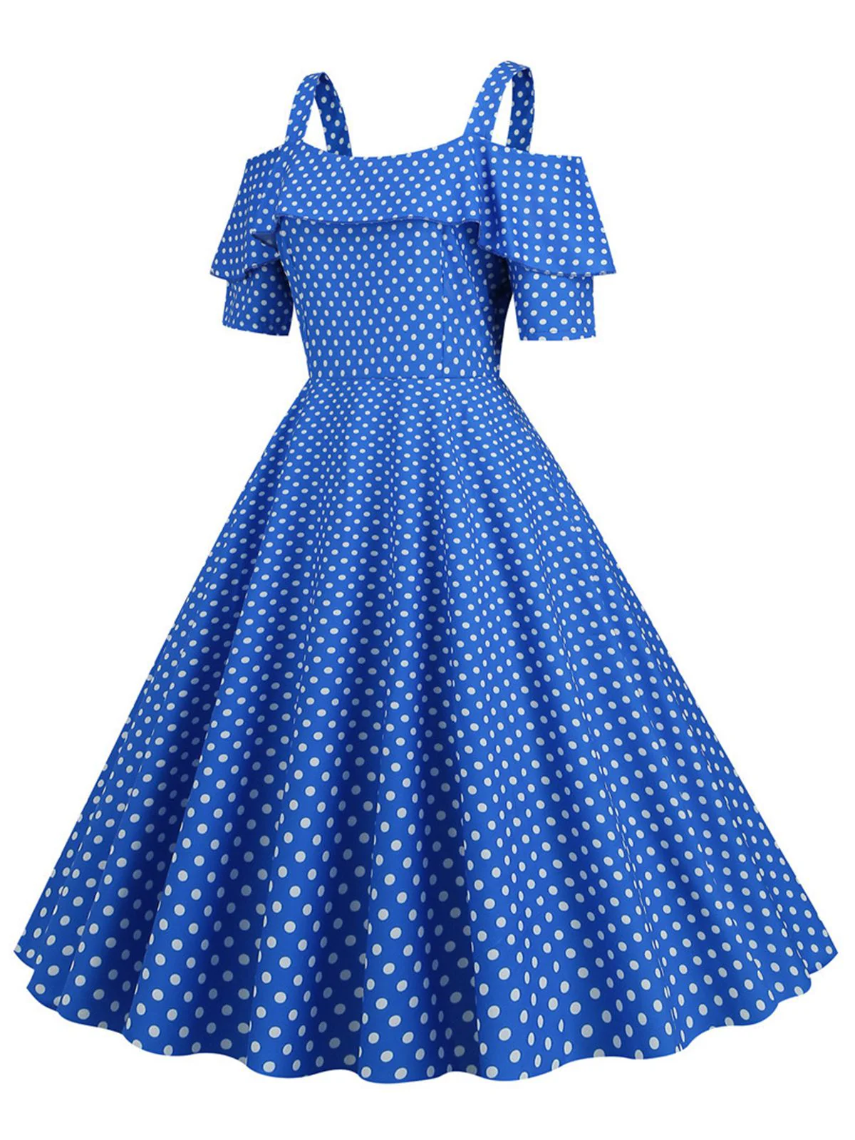 Robe à pois et épaules dénudées des années 1950 - Image 8