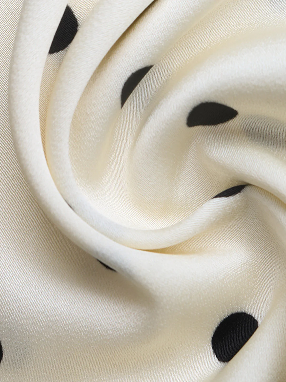 Robe à Pois Satin Dentelle Col V Beige Années 1930 - Image 6