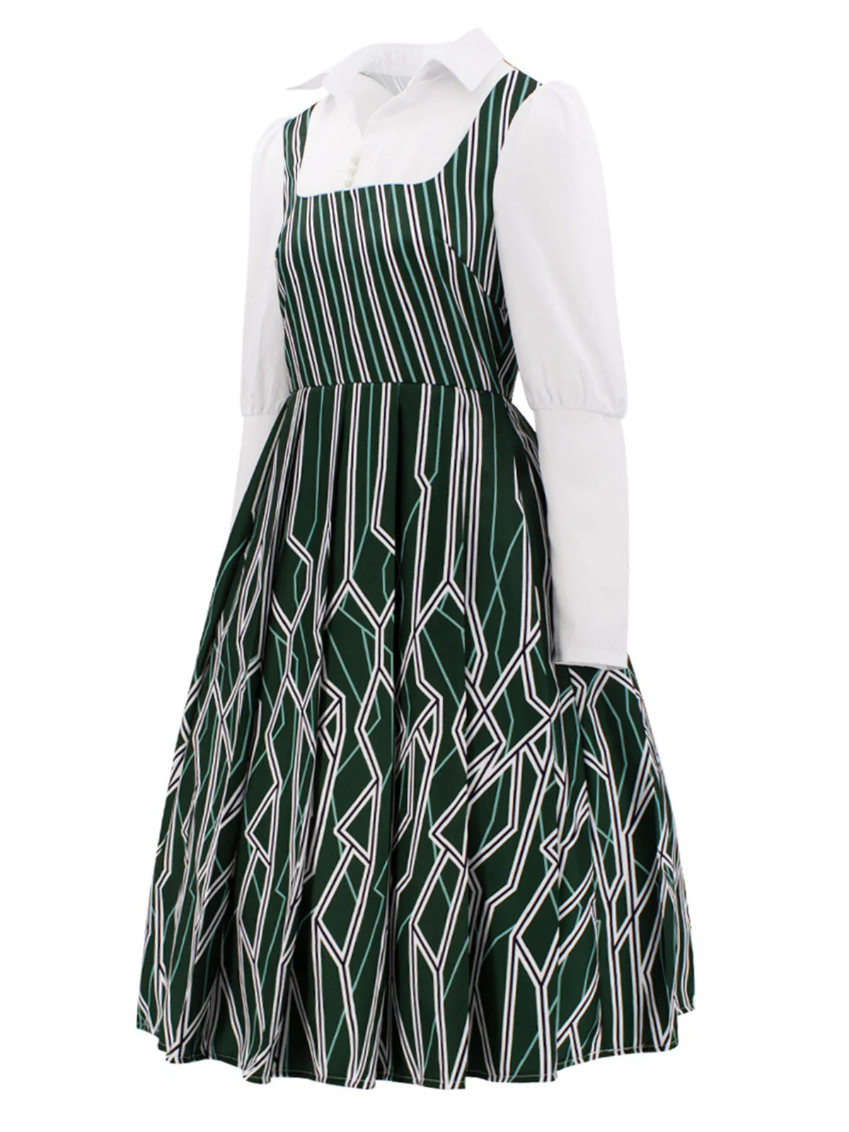 Robe à rayures irrégulières WICKED verte des années 1960 - Image 2