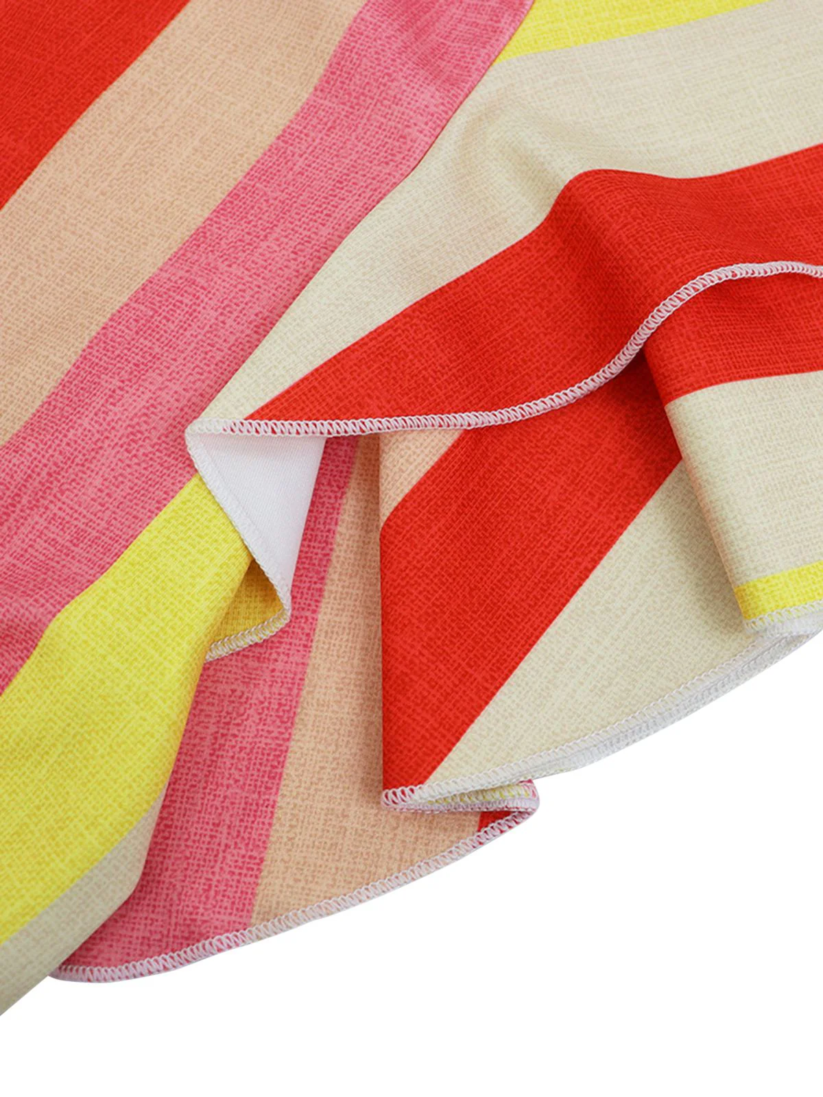 Robe à rayures romaines manches volants avec ceinture des années 1970 - Image 3