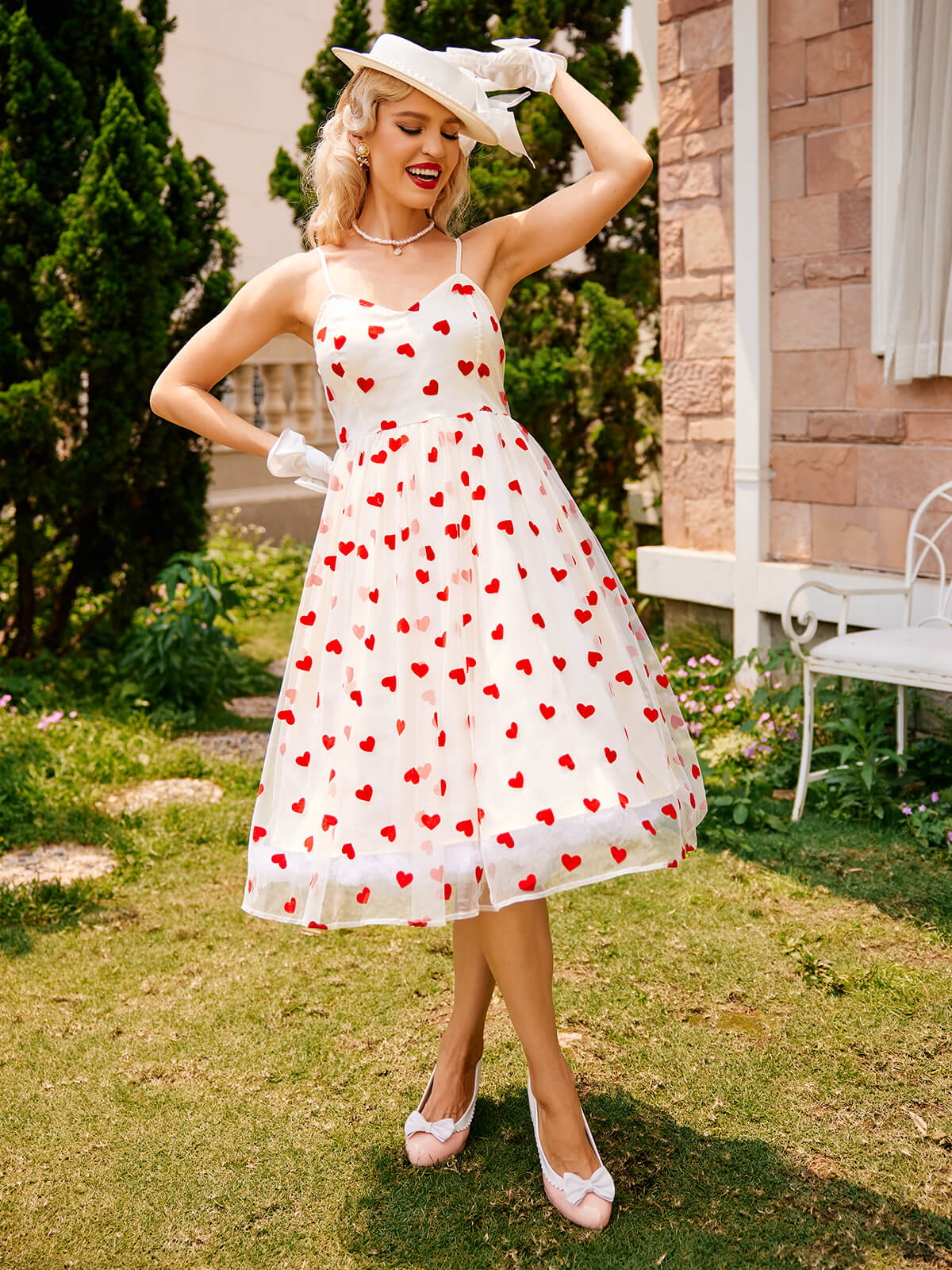 Robe à retelles en maille cœur des années 1950 Chic - Image 6