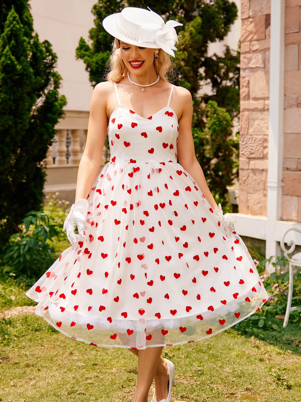 Robe à retelles en maille cœur des années 1950 Chic - Image 7