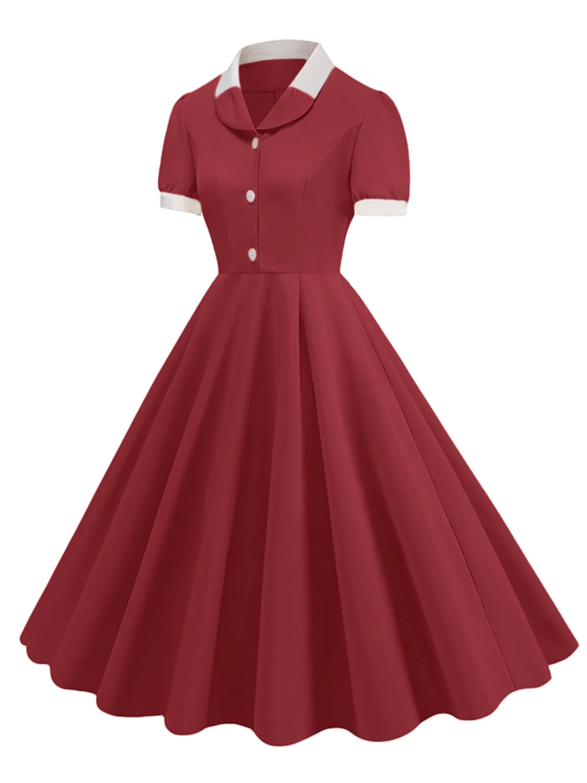 Robe à revers contrastée à manches courtes des années 1950 - Image 2