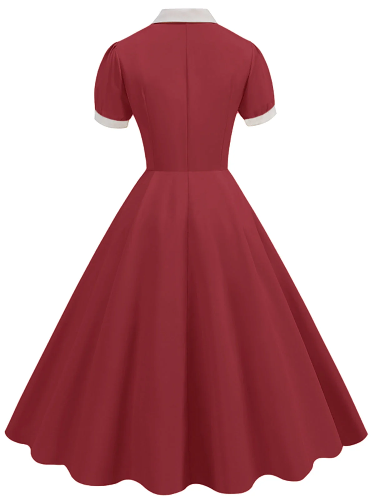 Robe à revers contrastée à manches courtes des années 1950 - Image 3